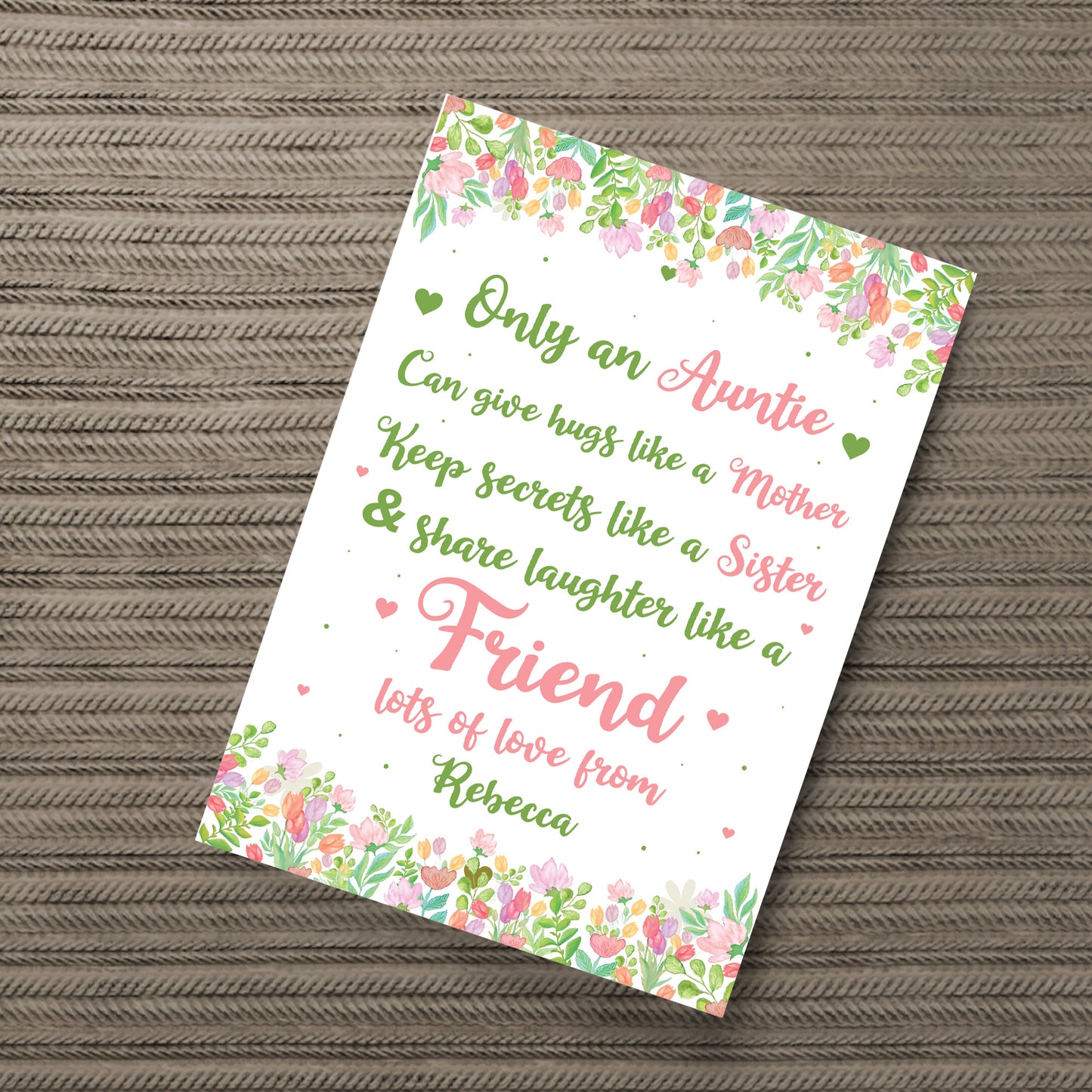 Auntie Print Christmas Birthday Gift Auntie From Niece Nephew