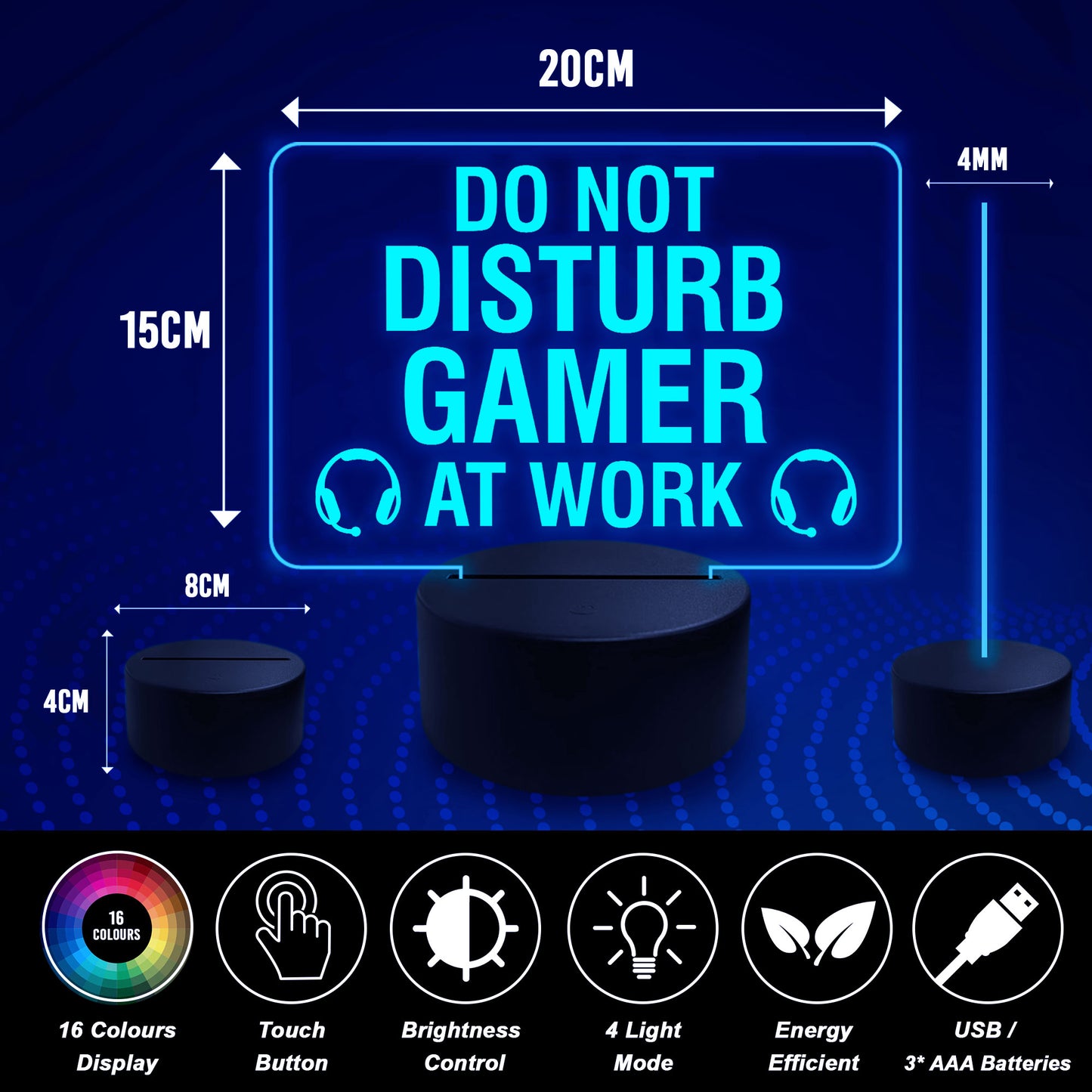 Gamer Plaque Do Not Disturb LED 16 Colour Sign Birthday Gift