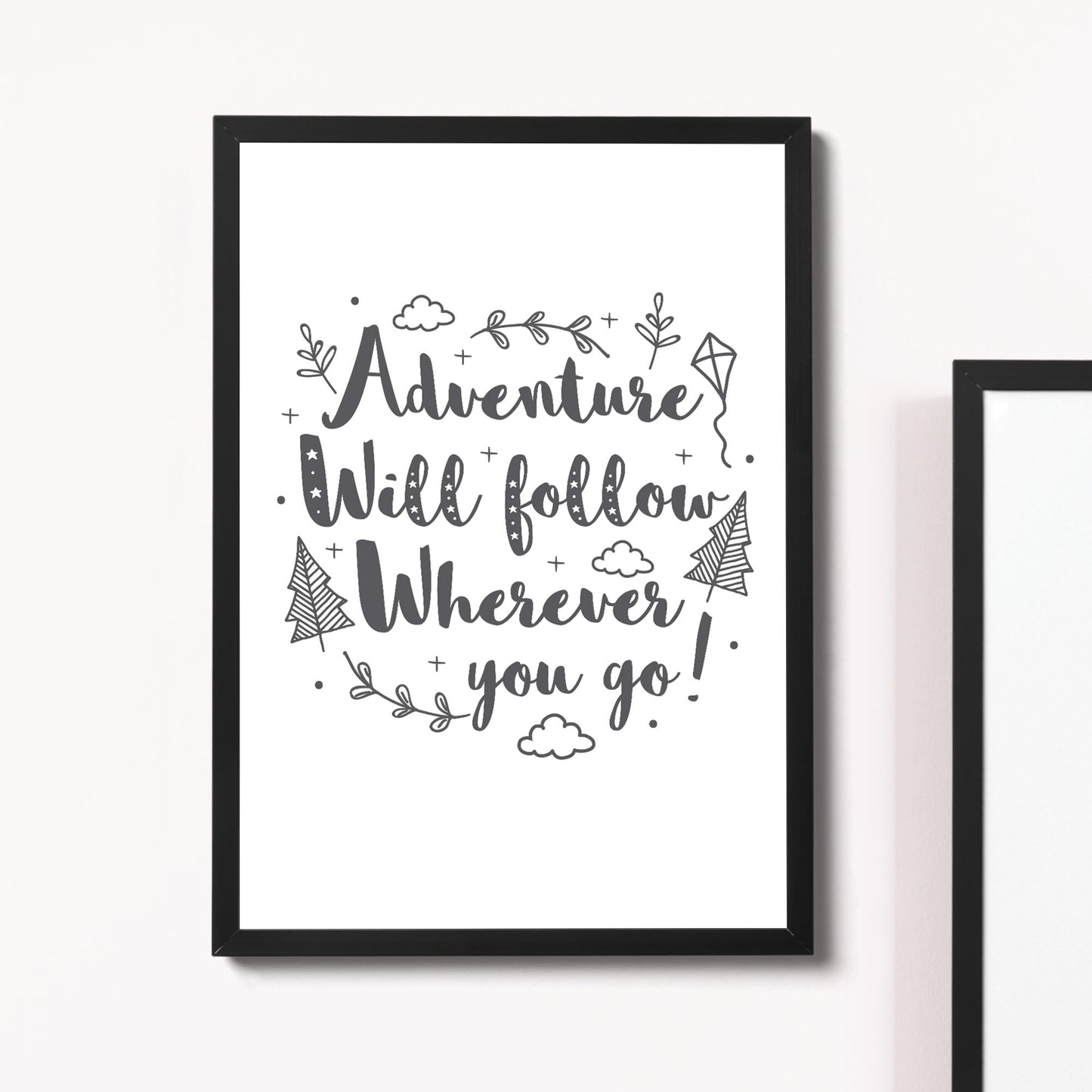 White Grey Nursery Framed Prints / Baby Room Wall Art Decoration