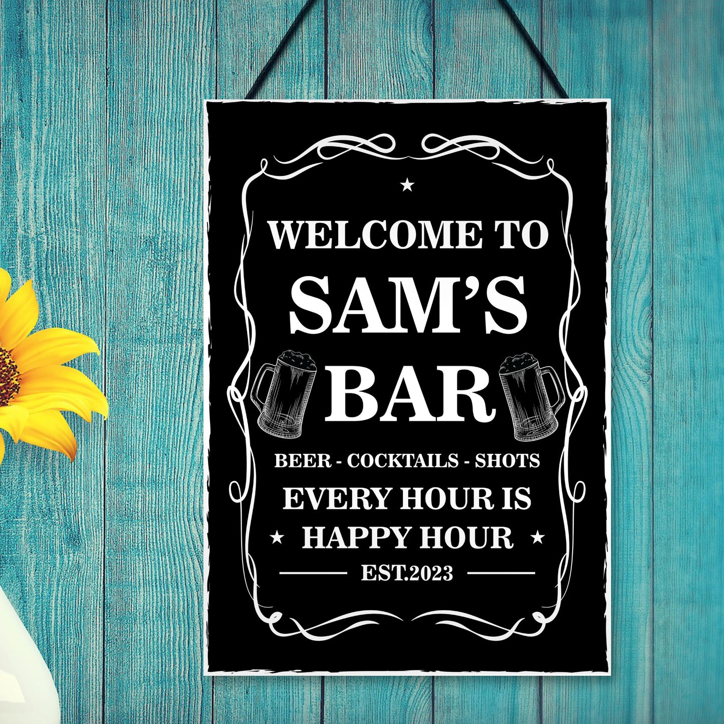 Home Bar Sign Personalised Shabby Chic Bar Sign For Man Cave