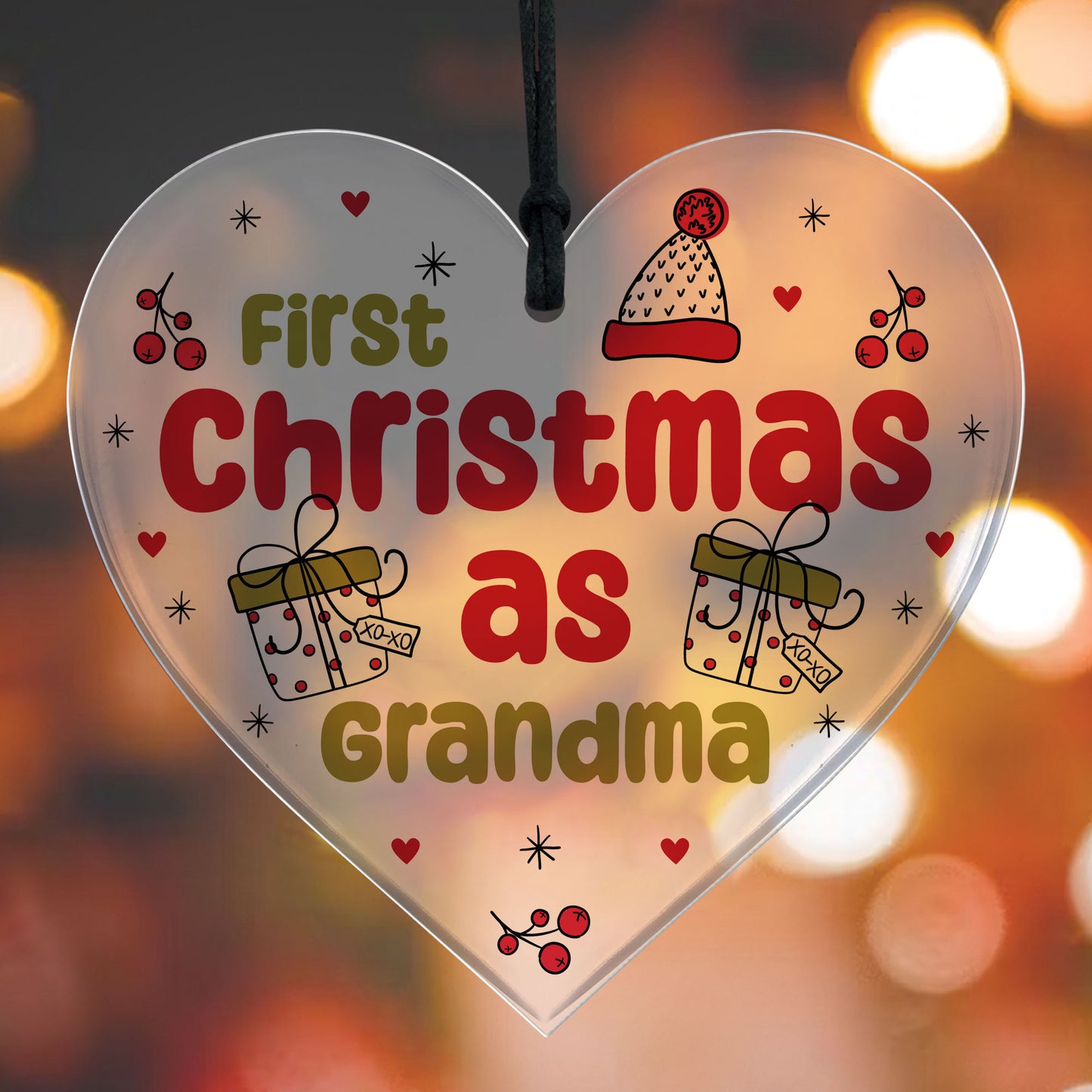 Christmas Decoration 1st Christmas As Grandma Gift Acrylic Heart