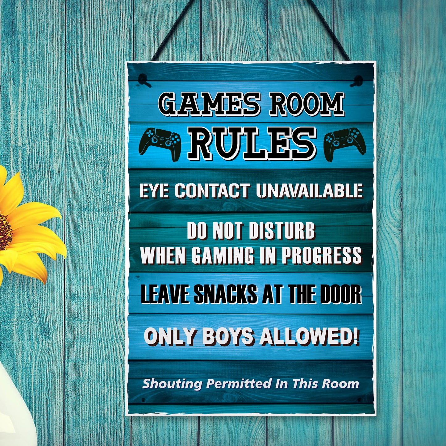 Games Room Rules Novelty Bedroom Wall Plaque Gamer Gift For Boys