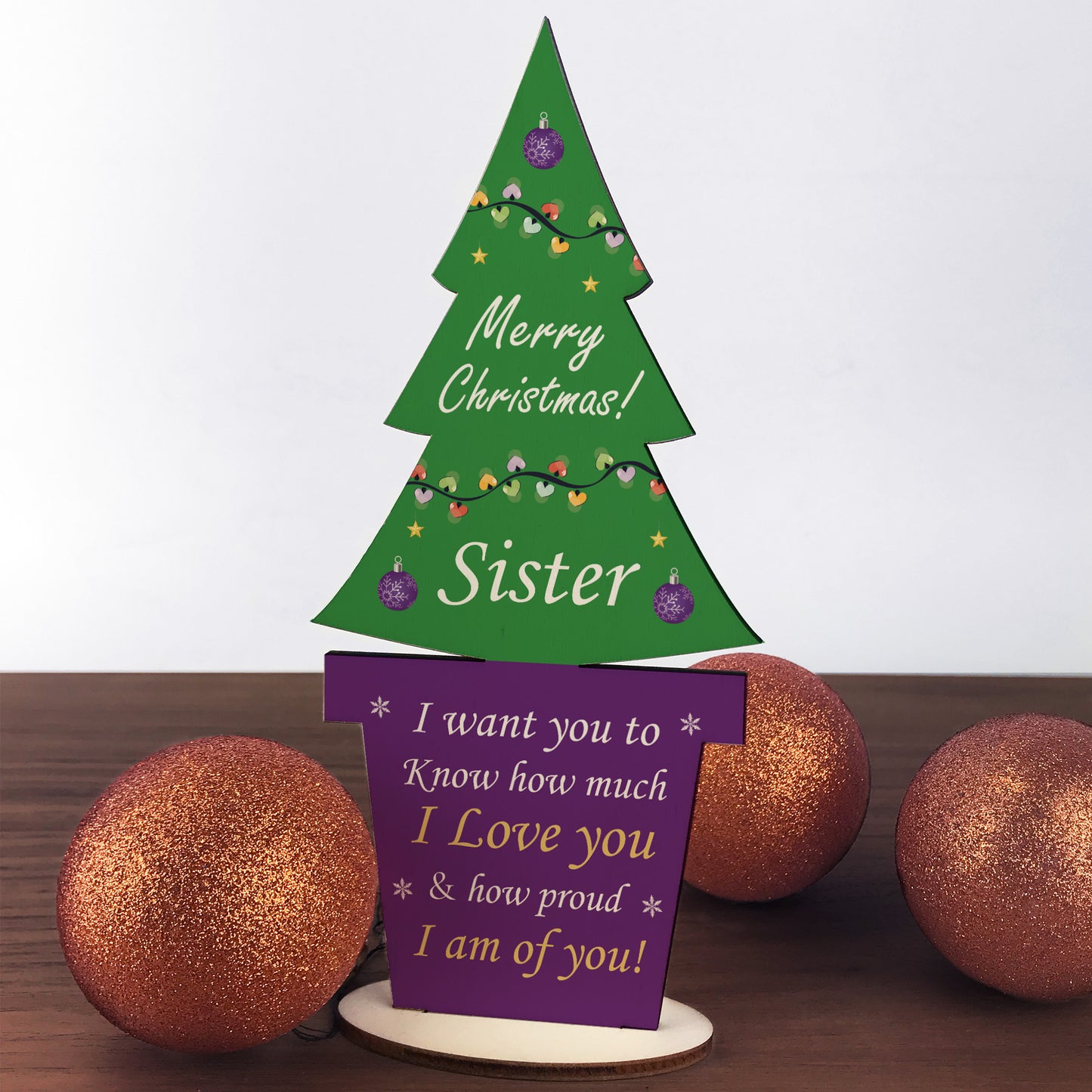 Christmas Gift For Sister Wooden Christmas Tree Novelty Gift