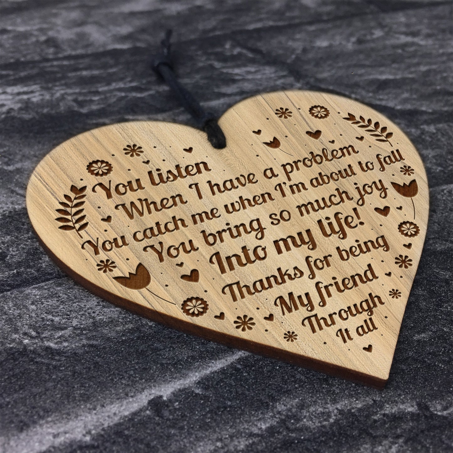 Gift For Friend Engraved Wood Heart Friendship Sign Best Friend