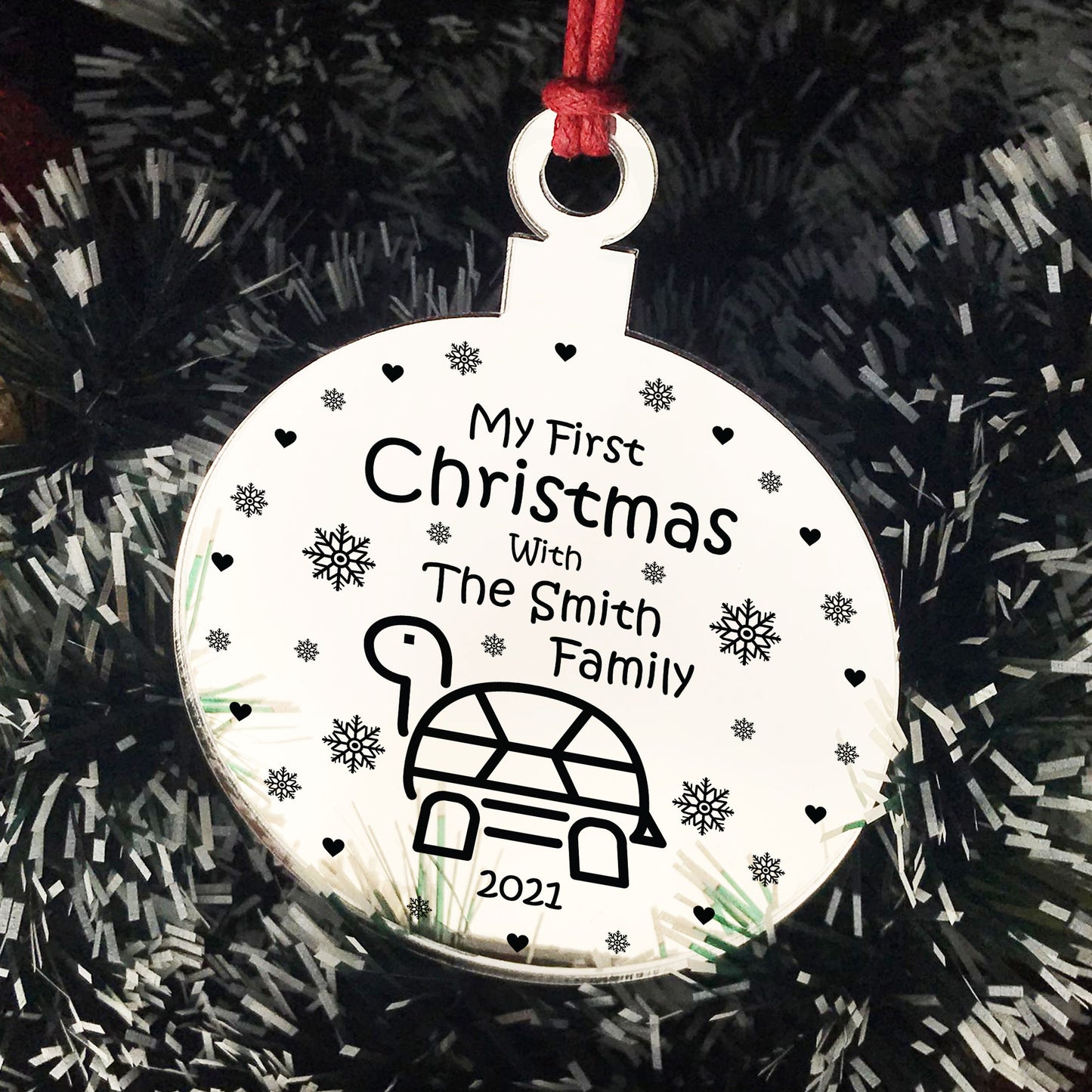 Personalised 1st Christmas With Tortoise Turtle Christmas Bauble
