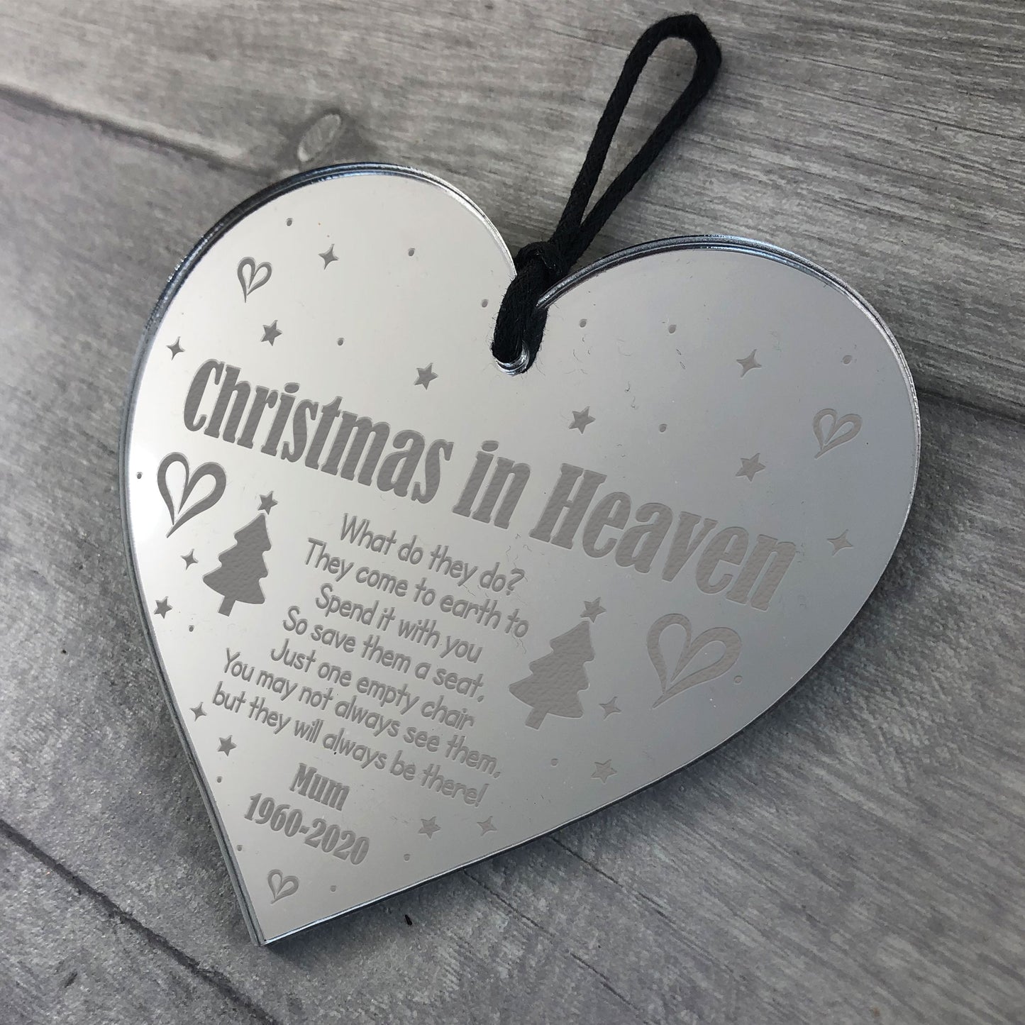 Christmas In Heaven Poem PERSONALISED Memorial Gift Engraved