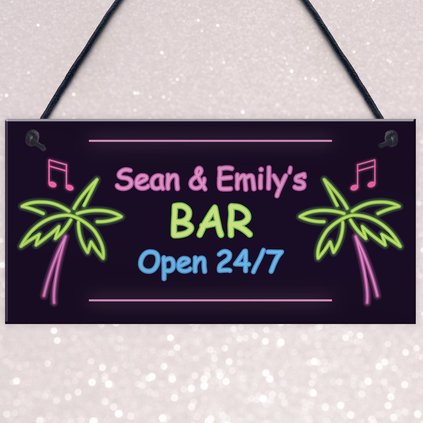 Novelty Neon Effect Bar Sign Open 24/7 PERSONALISED Sign