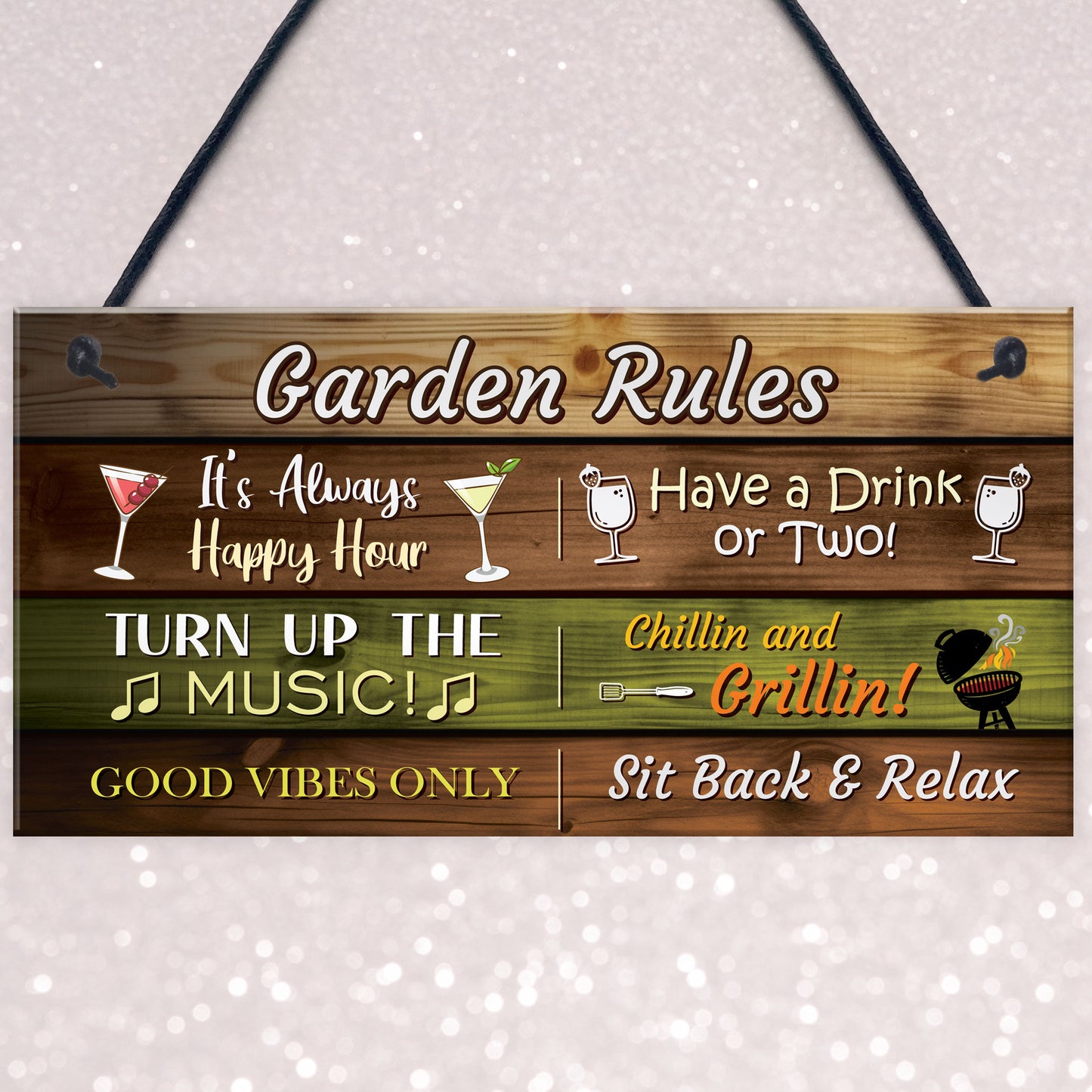 Garden Rules Hanging Wall Sign Garden Bar Signs For Home Bar