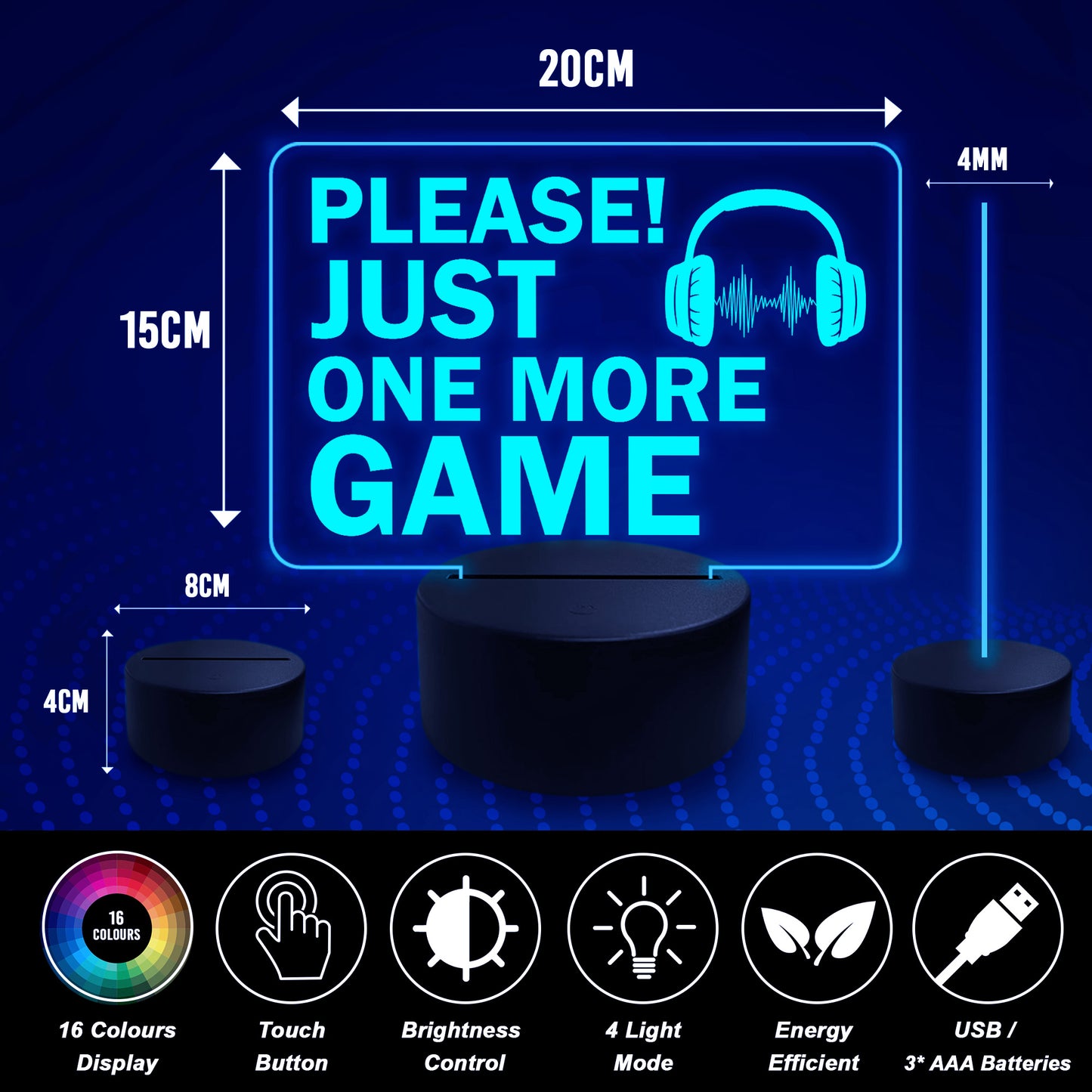 Gaming ONE MORE GAME Funny Gaming Neon LED Sign Boys Bedroom