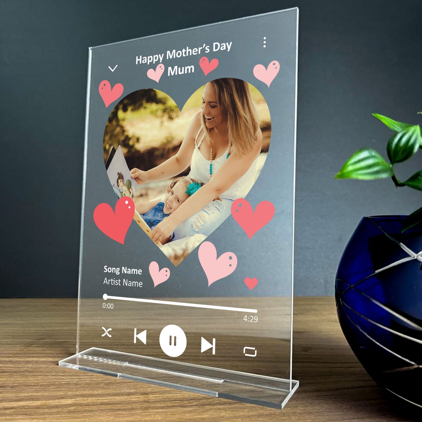 PERSONALISED Mothers Day Photo Song Plaque Gift For Mum