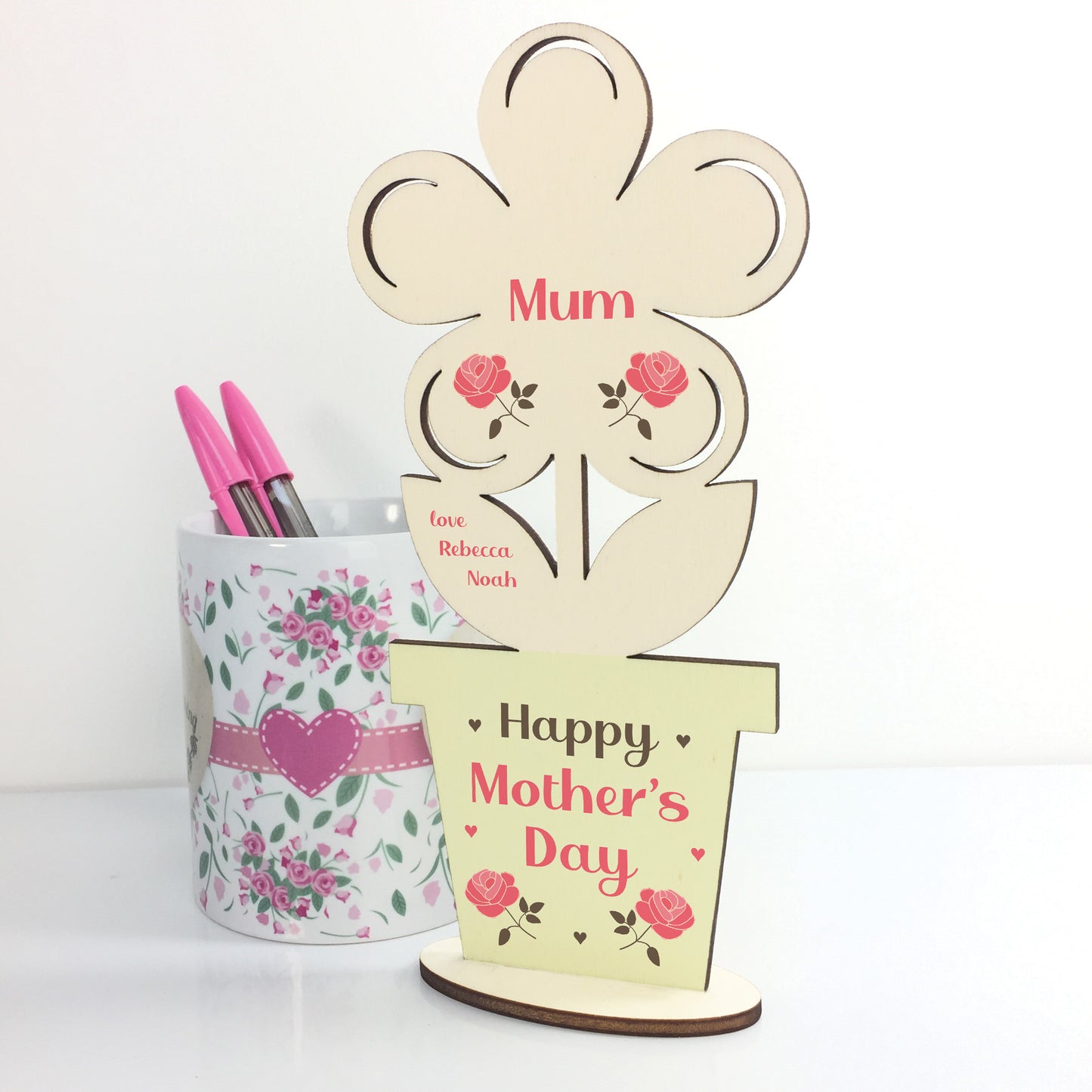 Personalised Gift For Mum On Mothers Day Wooden Flower