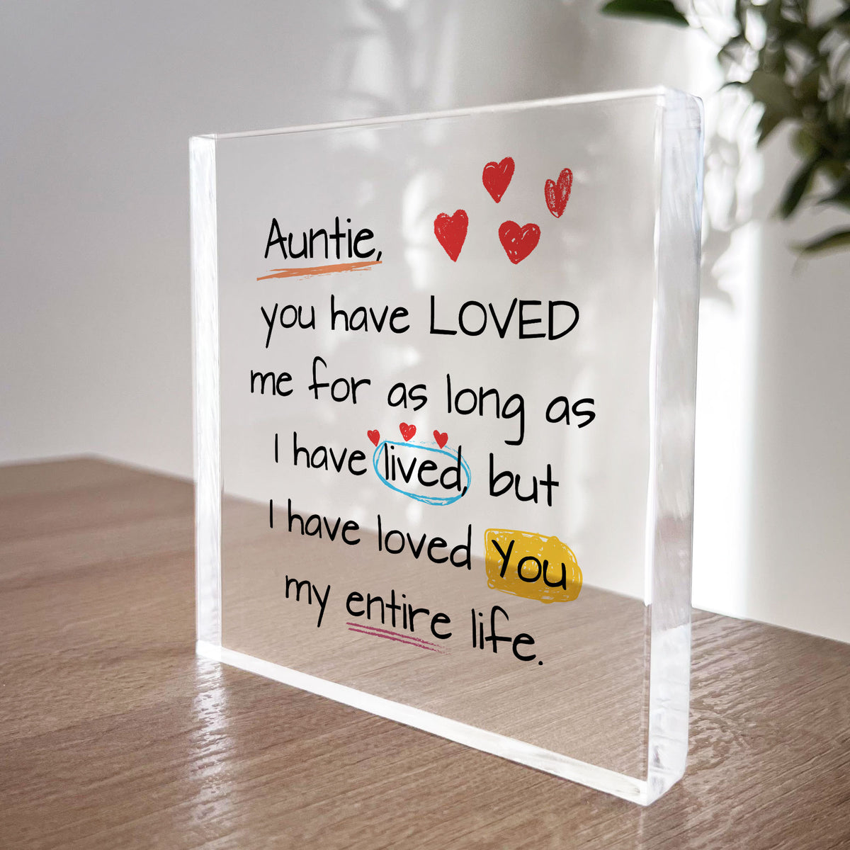 Gift For Auntie Birthday Christmas Acrylic Block Auntie Gifts