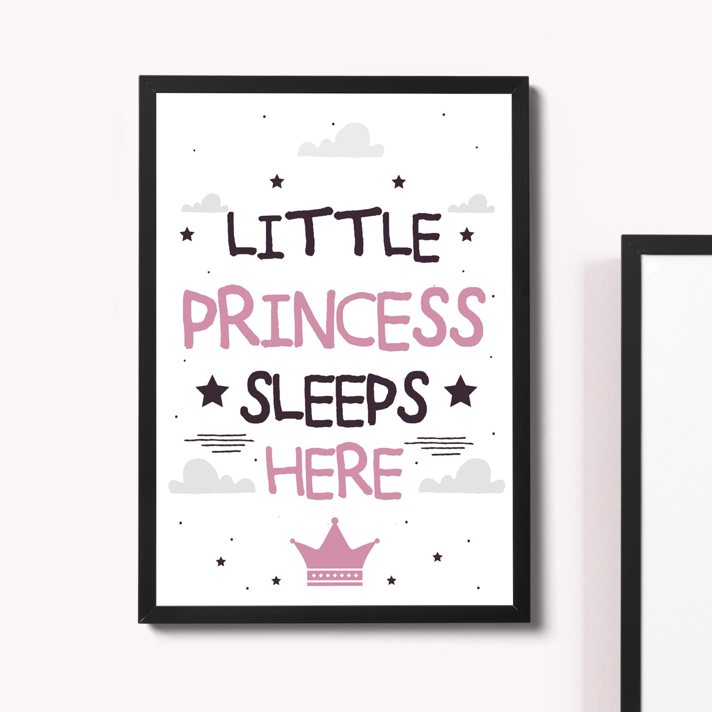Girls Nursery Decoration Framed Print Princess Sleeps Here Gift