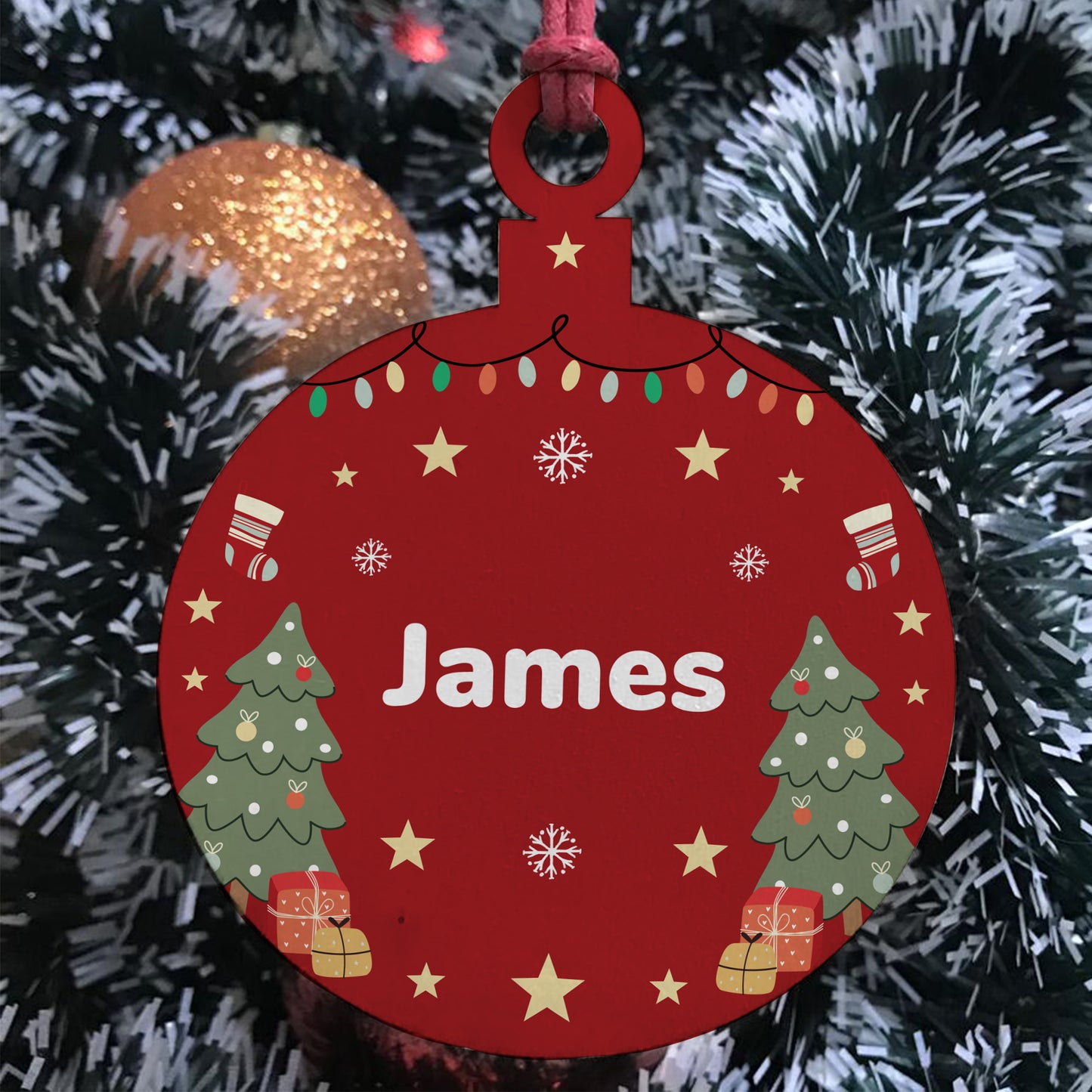 Persoanalised Any Name Christmas Bauble Wood Decoration 1st