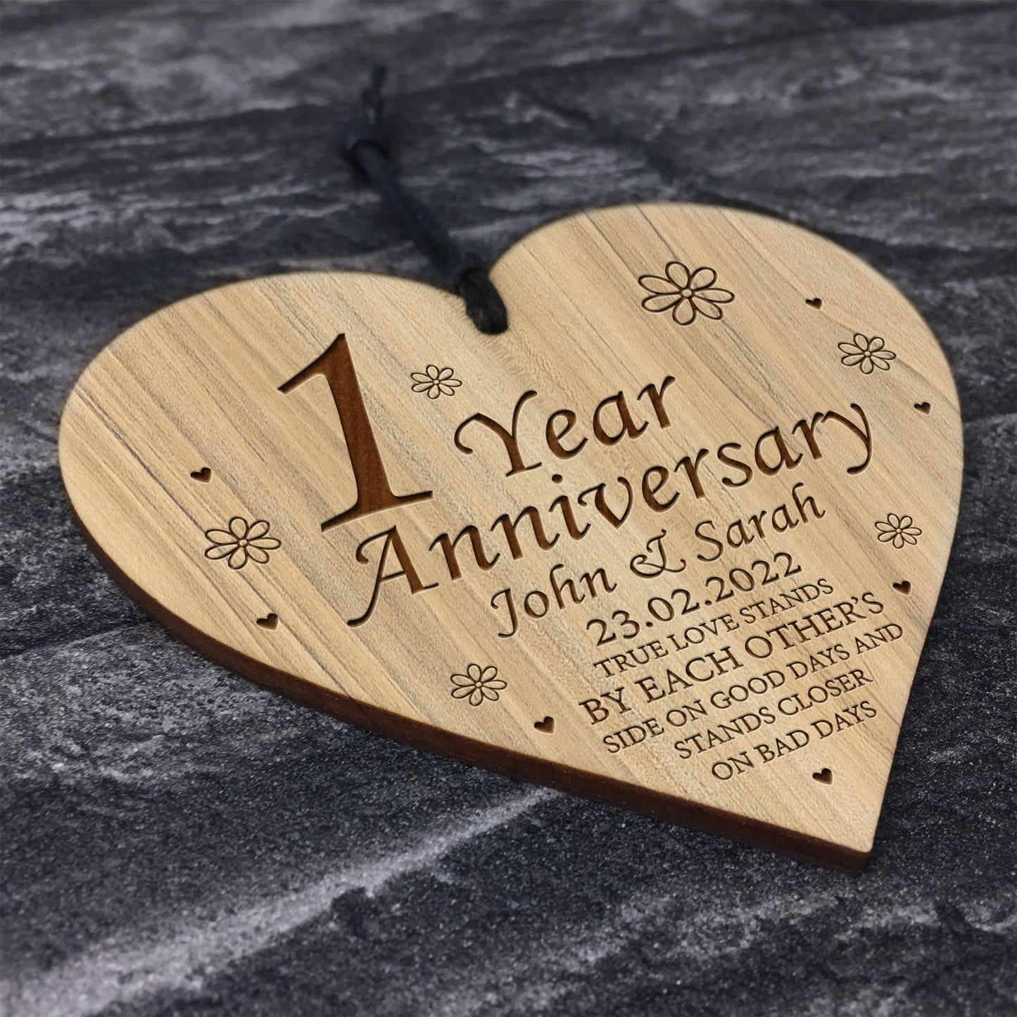 1st Anniversary Gift For Him Her Personalised Engraved Heart