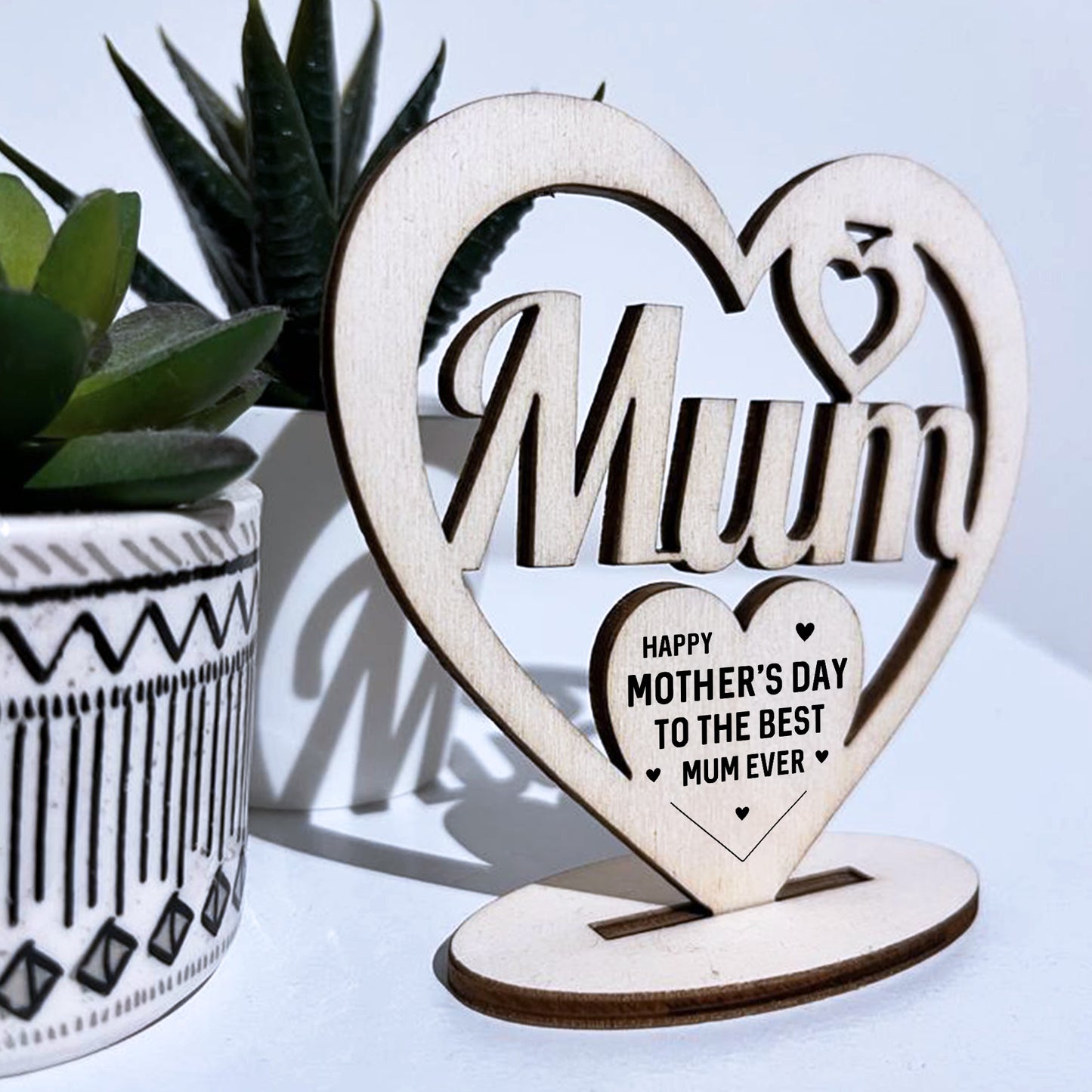 Happy Mothers Day Engraved Heart Gift For Mum Mummy Plaque