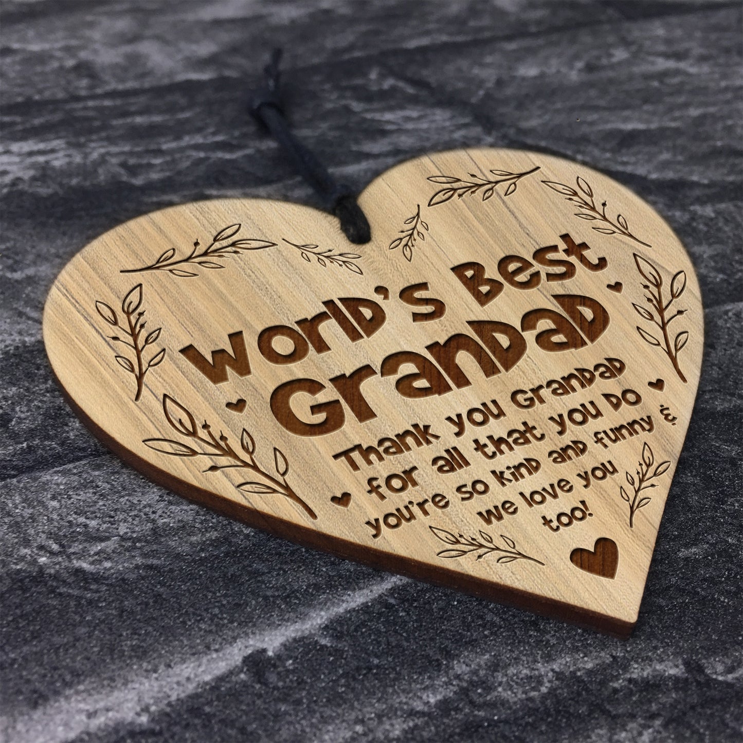 Worlds Best Grandad Gift For Birthday Christmas Engraved Heart