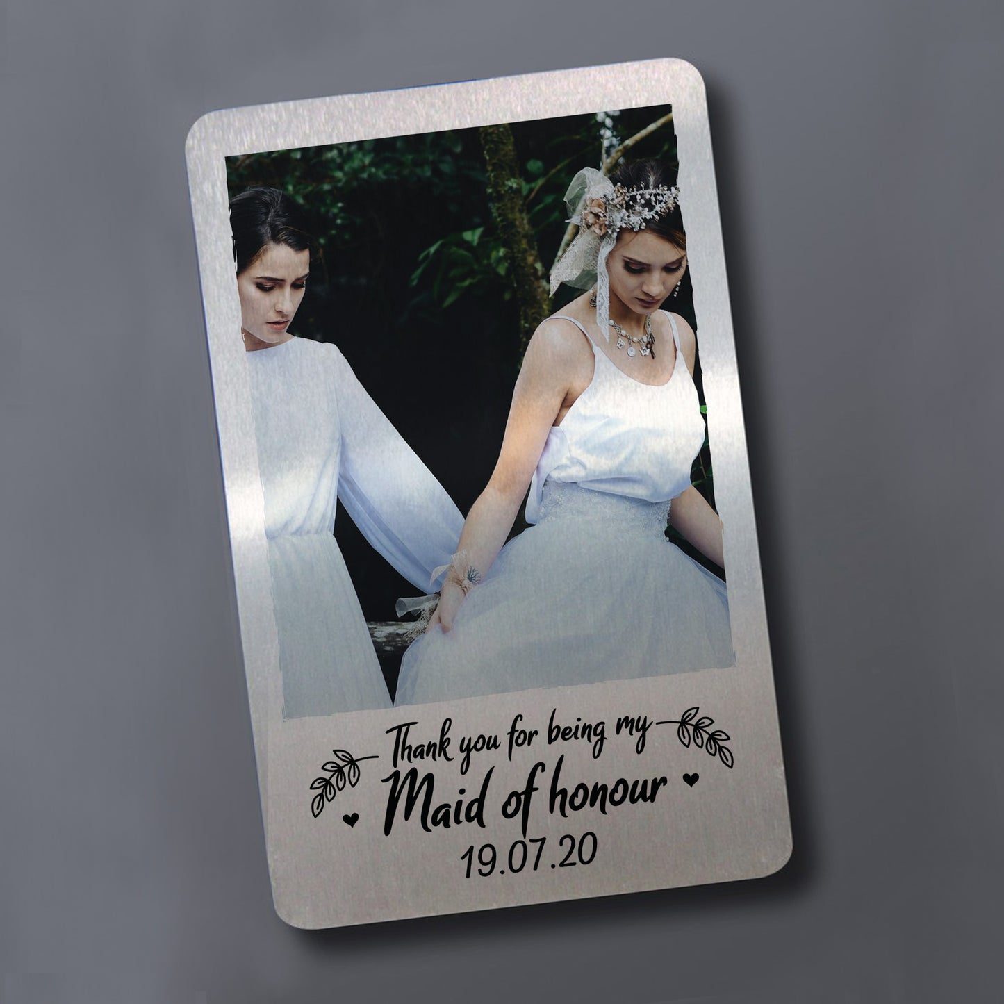 Maid Of Honour Gift Personalised Photo Metal Card Wedding Gift