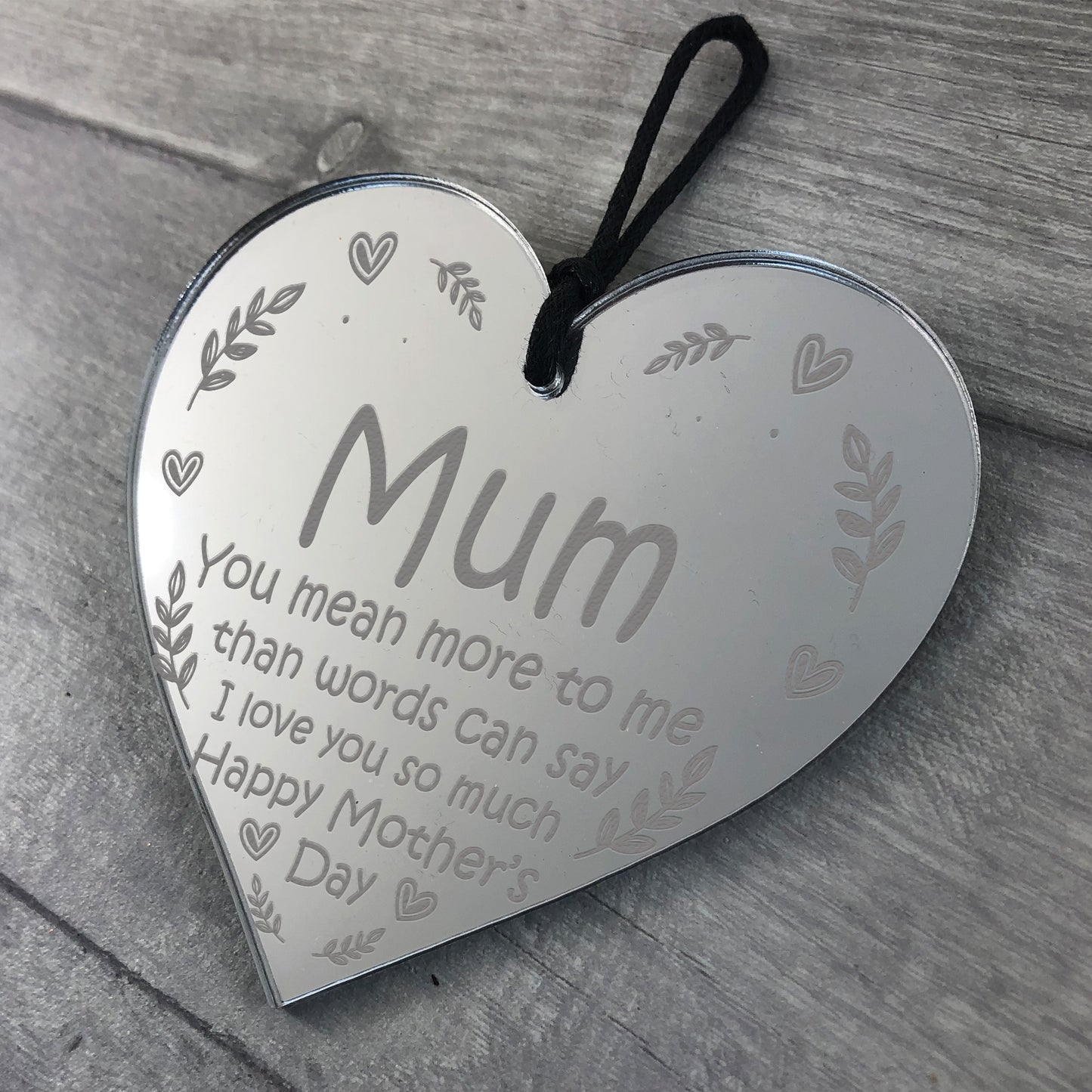 I Love You Mum Mothers Day Gift Engraved Heart Beautiful Gift