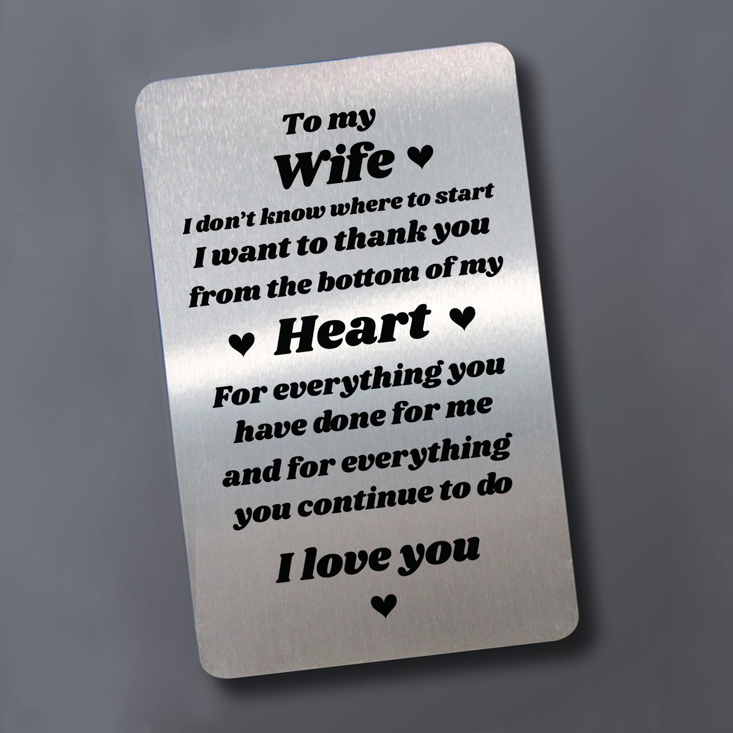 Gift For Wife For Anniversary Valentines Birthday Metal Card