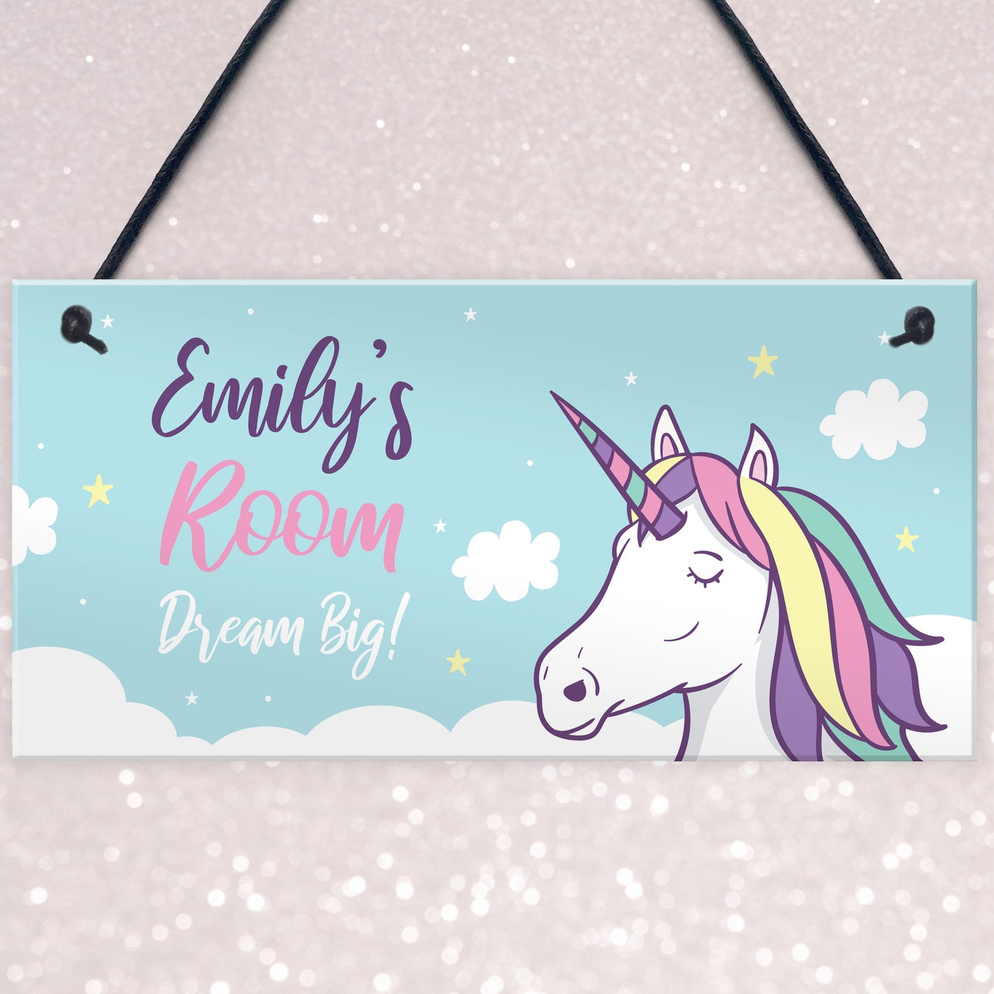 Girls Personalised Unicorn Bedroom Door Sign Birthday Christmas