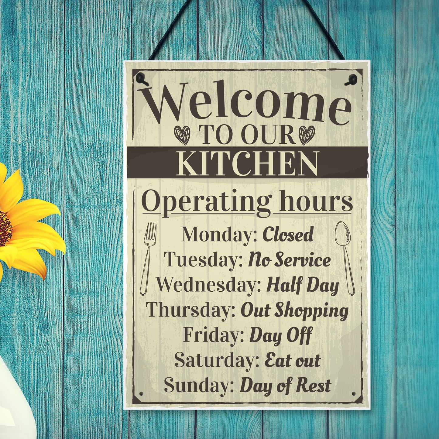 Kitchen Sign Humorous Plaque Vintage Retro Wall Shabby Chic