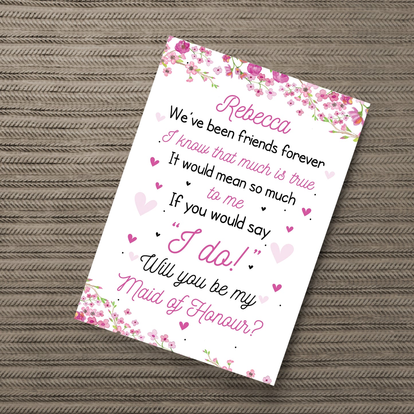 Personalised Will You Be My Maid of Honour Request Card Wedding