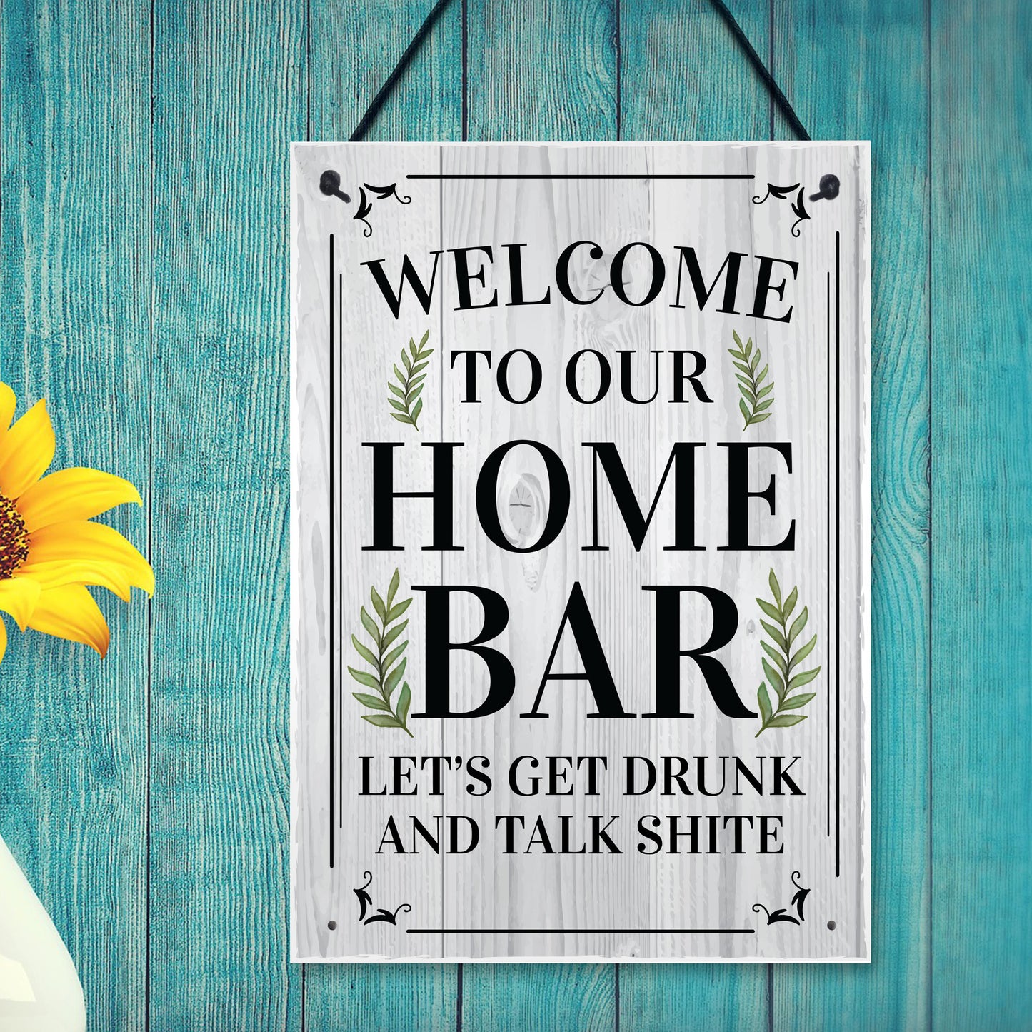 Funny Home Bar Sign Welcome Hanging Wall Plaque Gin Beer Vodka