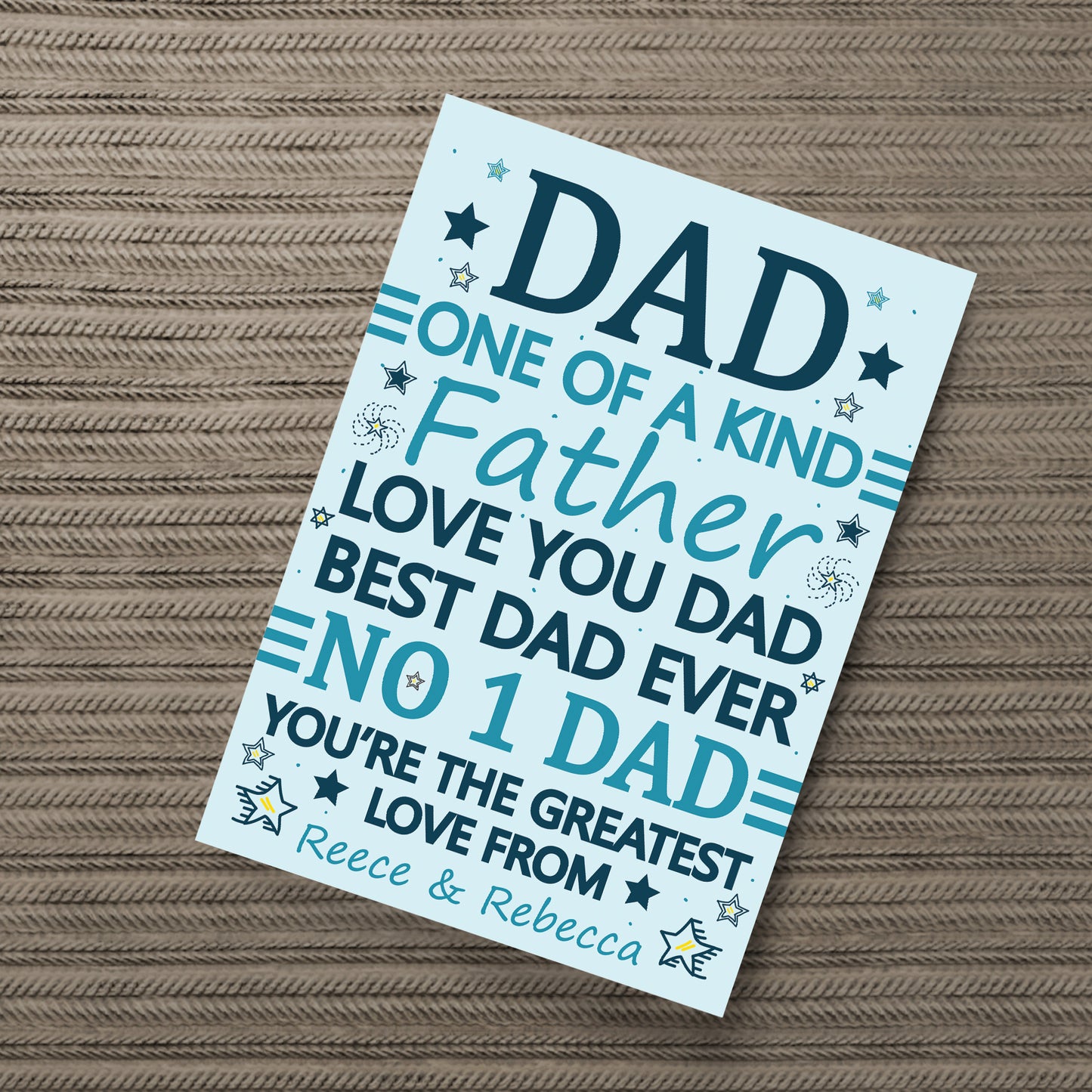 No 1 Dad Gift Dad Birthday Xmas Gift From Daughter Son Print