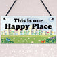 Garden Sign Happy Place Door Sign Hanging House Plaque Yard Sign