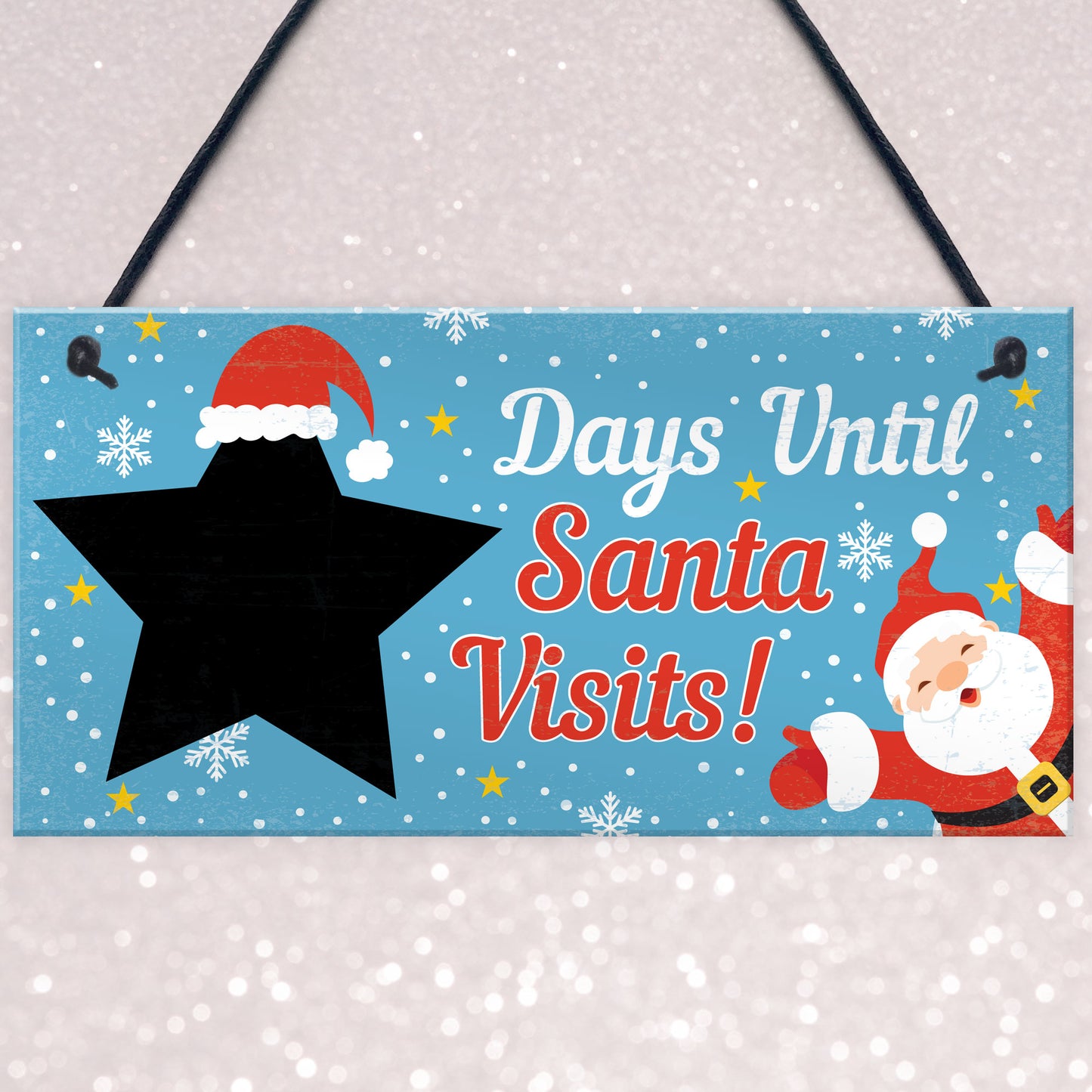 CHALKBOARD Christmas Santa Countdown Family Wall Sign Advent