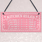 Kitchen Rules Polka Dot Funny Home Decorative Hanging Plaque