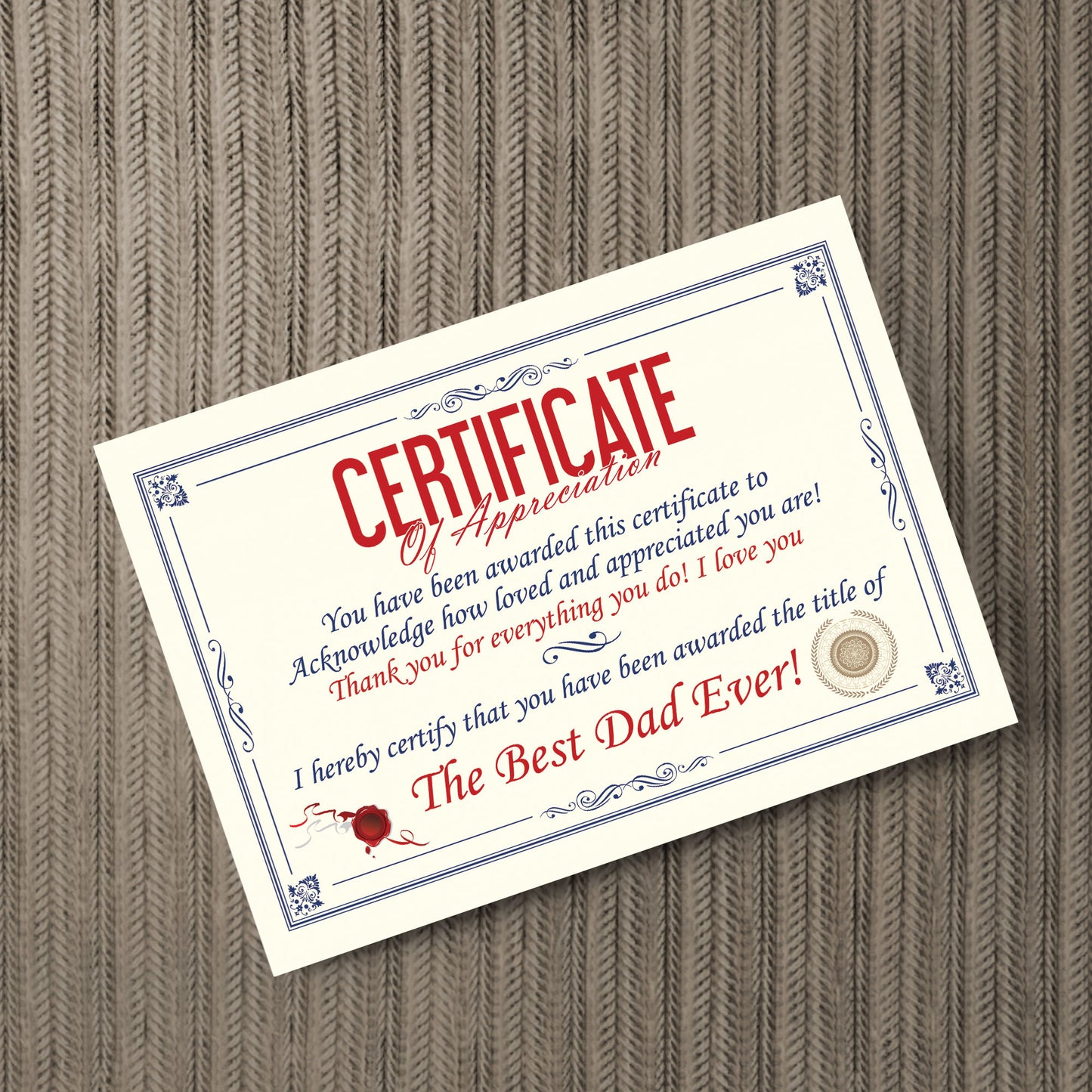 Funny Unusual Gift For Dad Certificate Fathers Day Birthday Gift