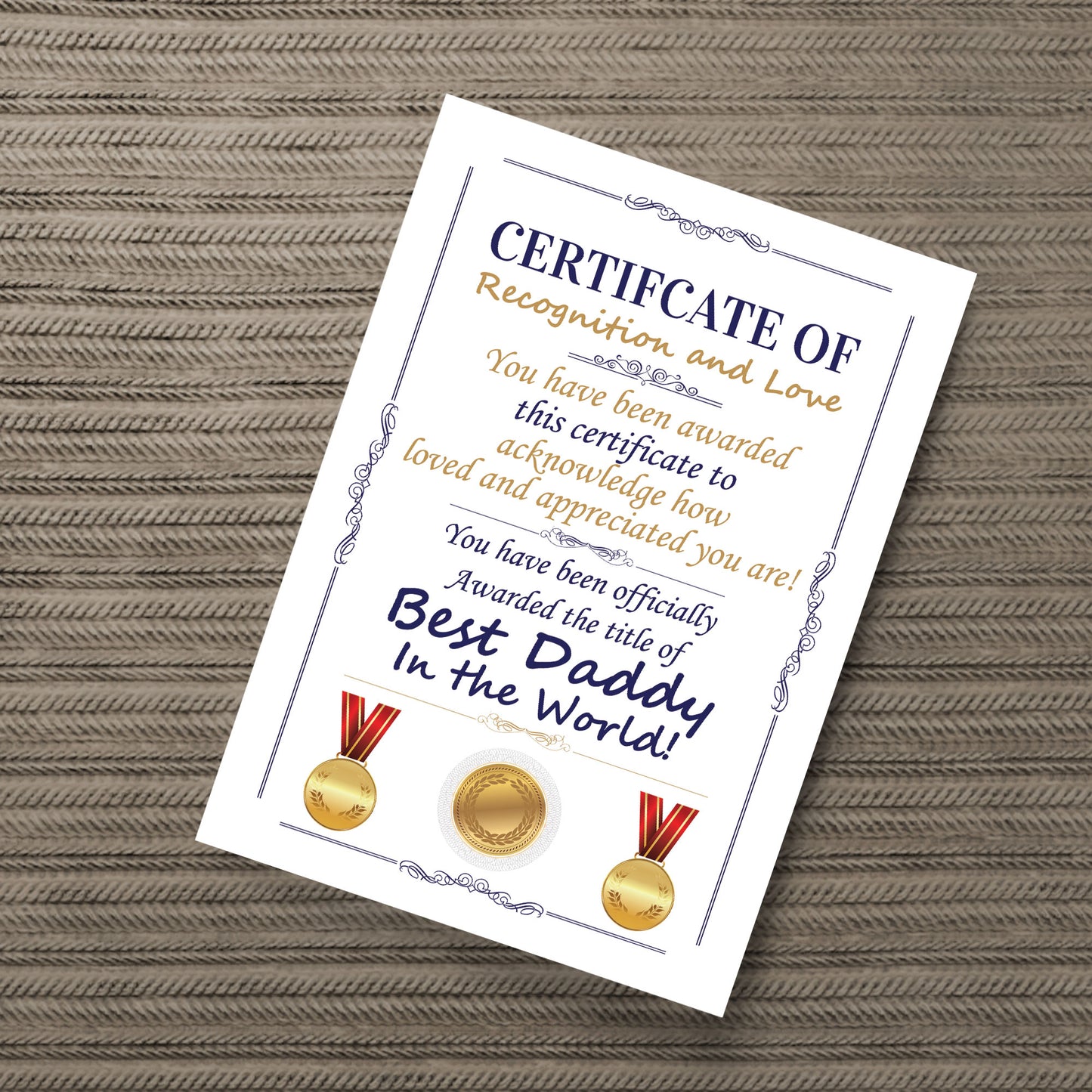 Novelty Certificate Fathers Day Birthday Funny Gift For Daddy