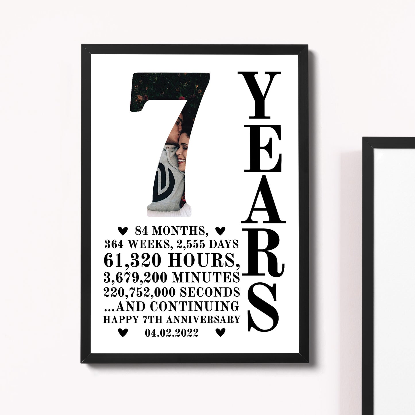 7th Anniversary Gift Framed Print Personalised Husband Wife