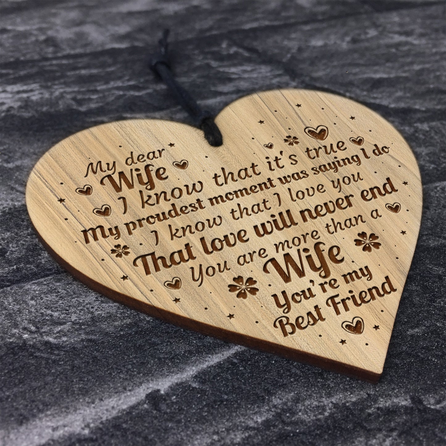 Anniversary Birthday Christmas Gift For Wife Engraved Heart Gift