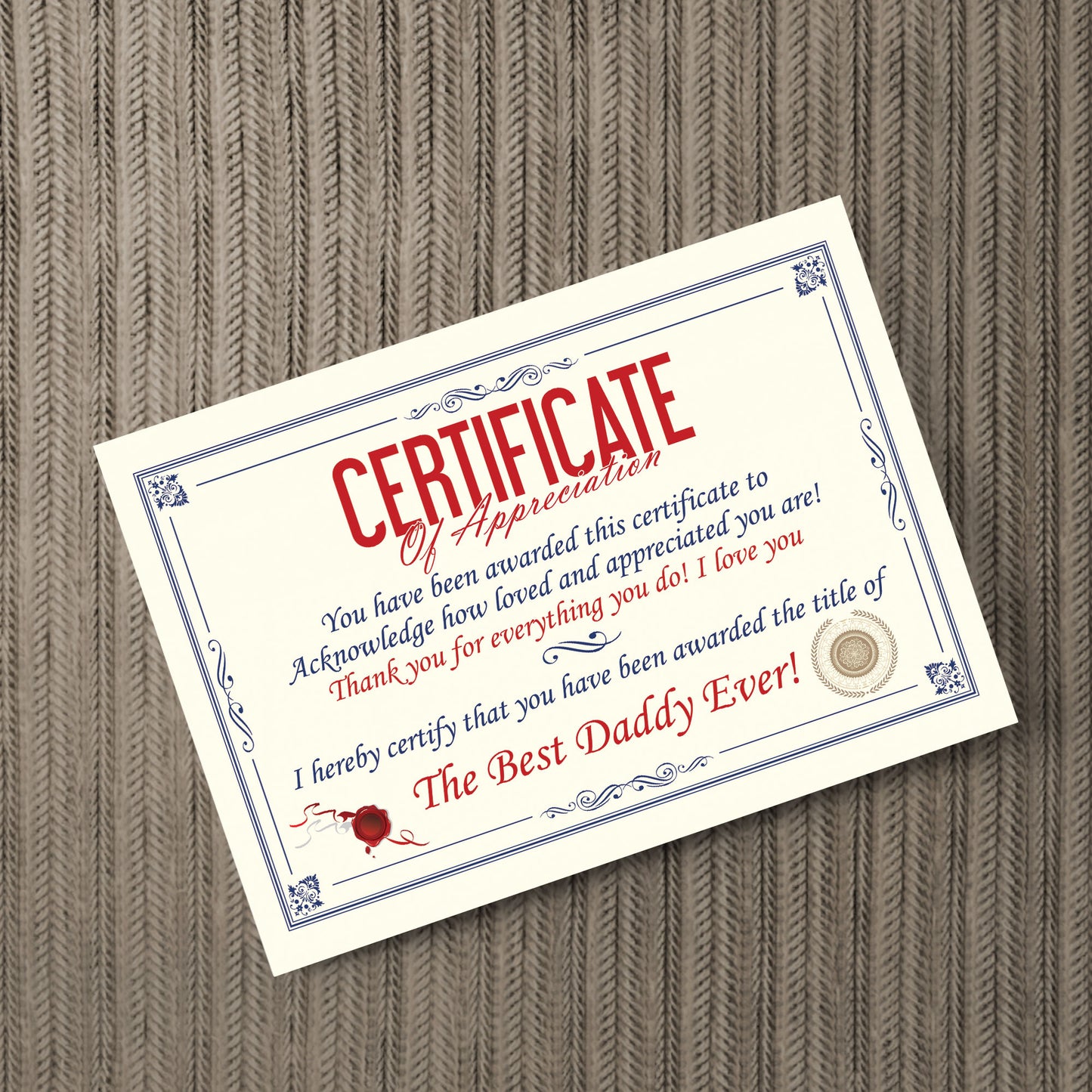 Funny Unusual Daddy Gift Certificate Fathers Day Birthday Gift