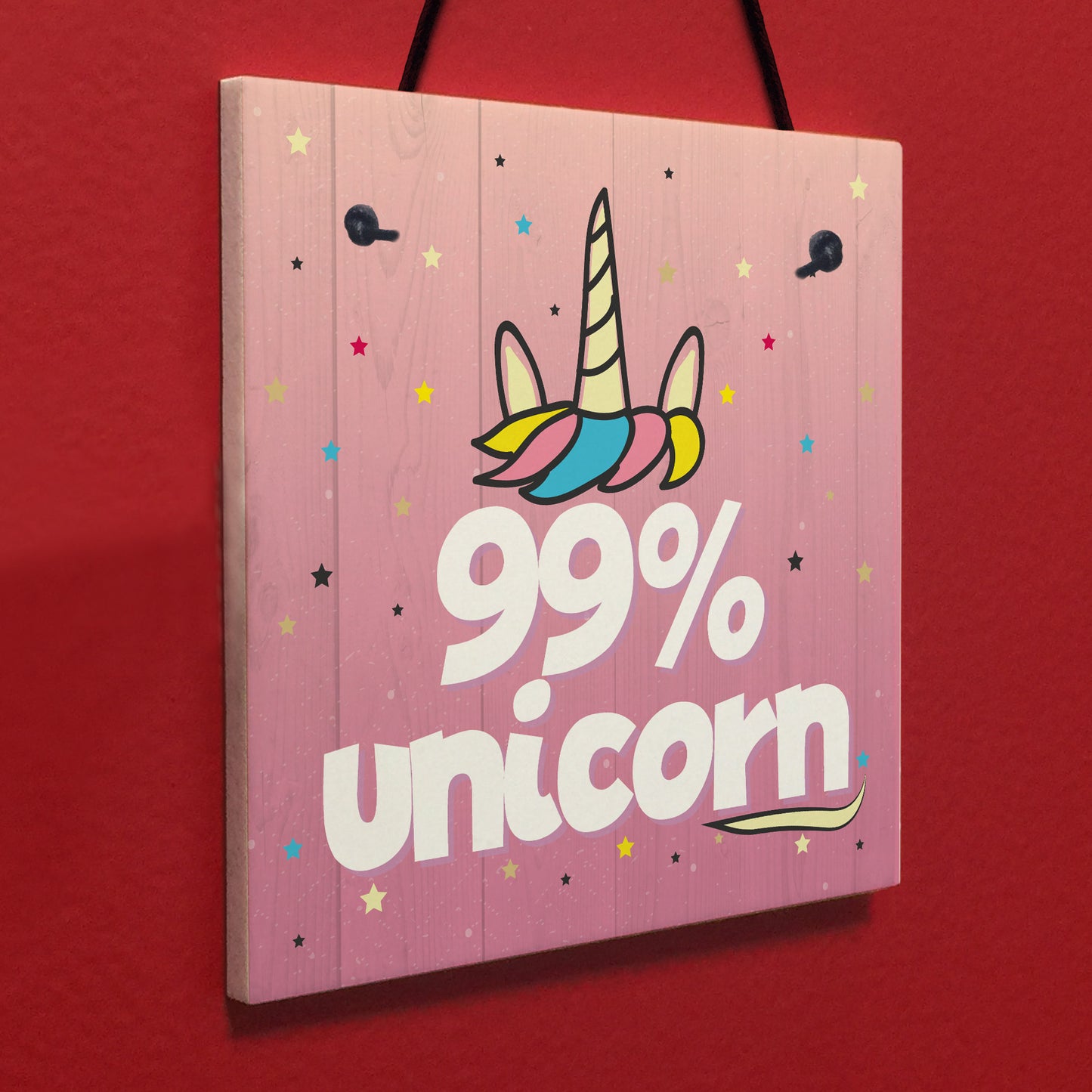 99% Unicorn Pink Art Hanging Wall Girls Bedroom Plaque Sign