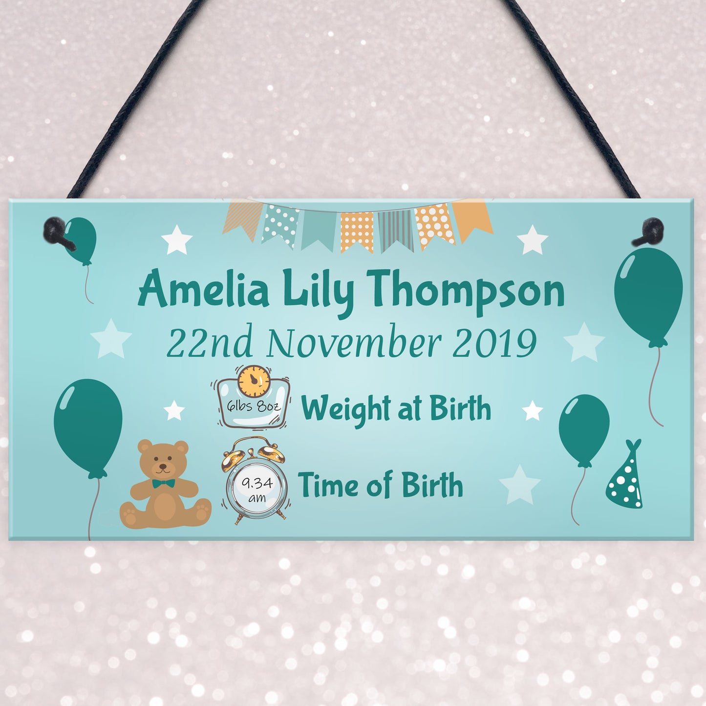 Personalised Newborn Baby Birth Details New Baby Christening