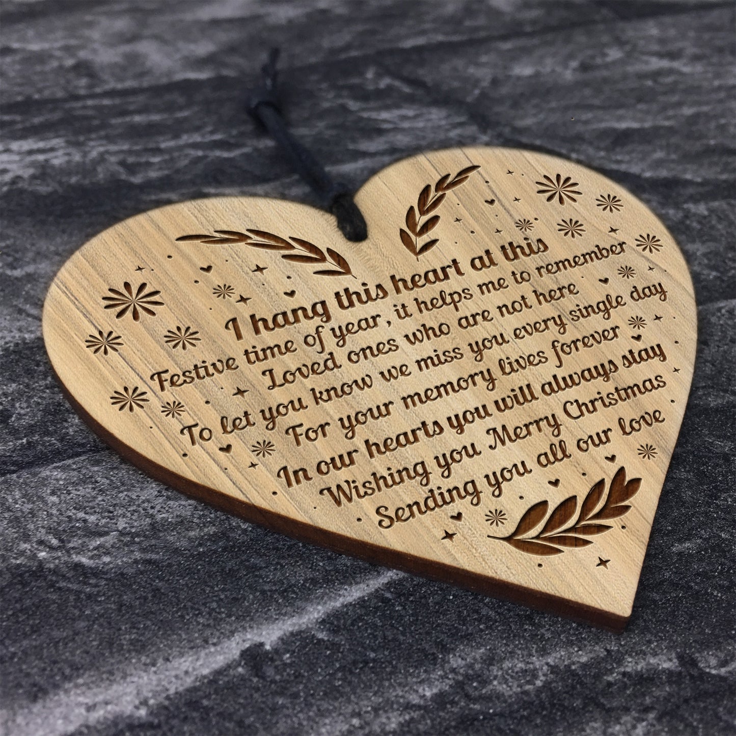 Beautiful Hanging Memorial Christmas Decoration Engraved Heart