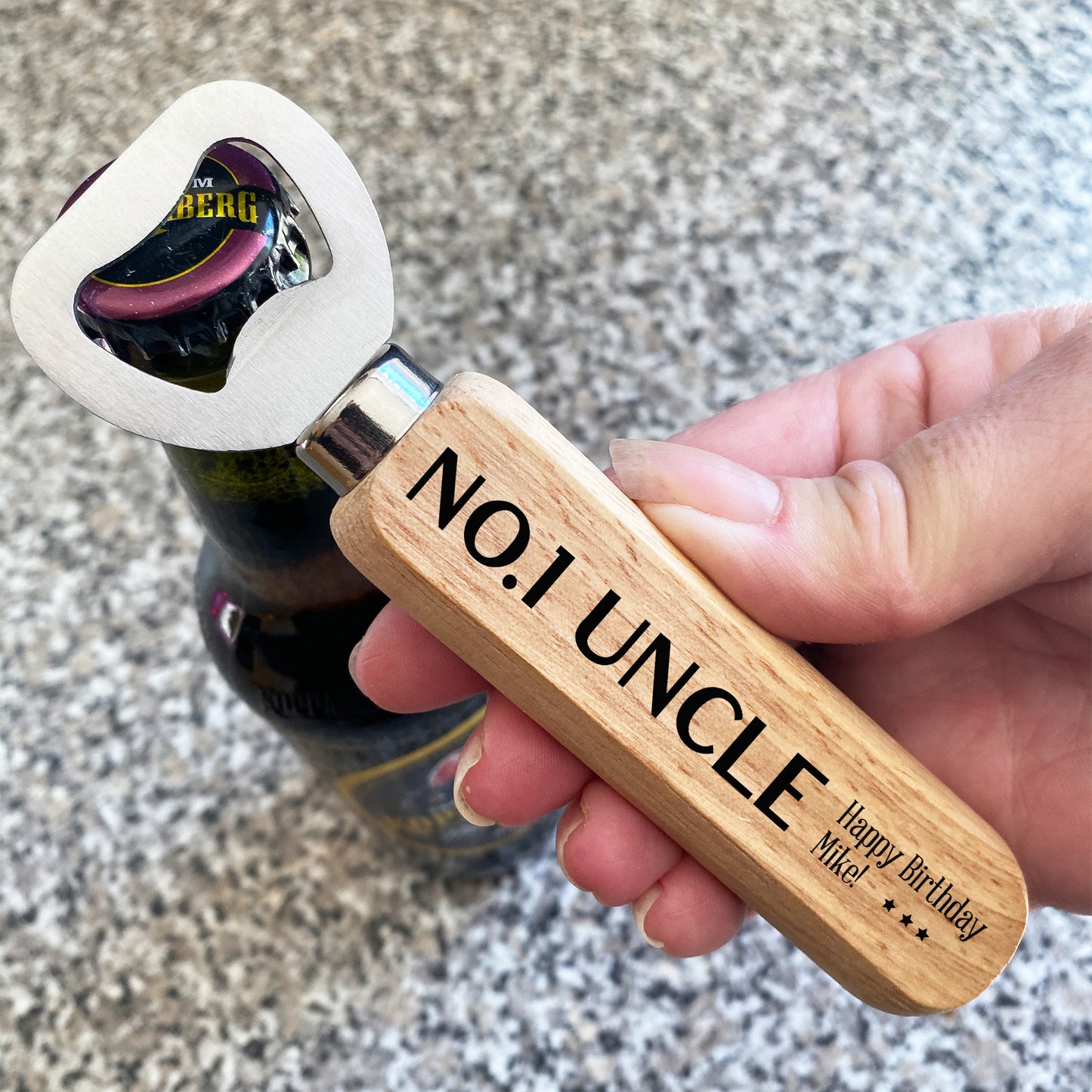 Personalised Birthday Wood Bottle Opener Gift For Uncle Novelty