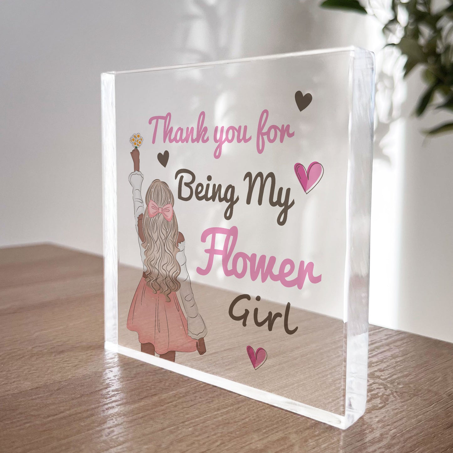 Thank You For Being My Flower Girl Gift Acrylic Block Wedding