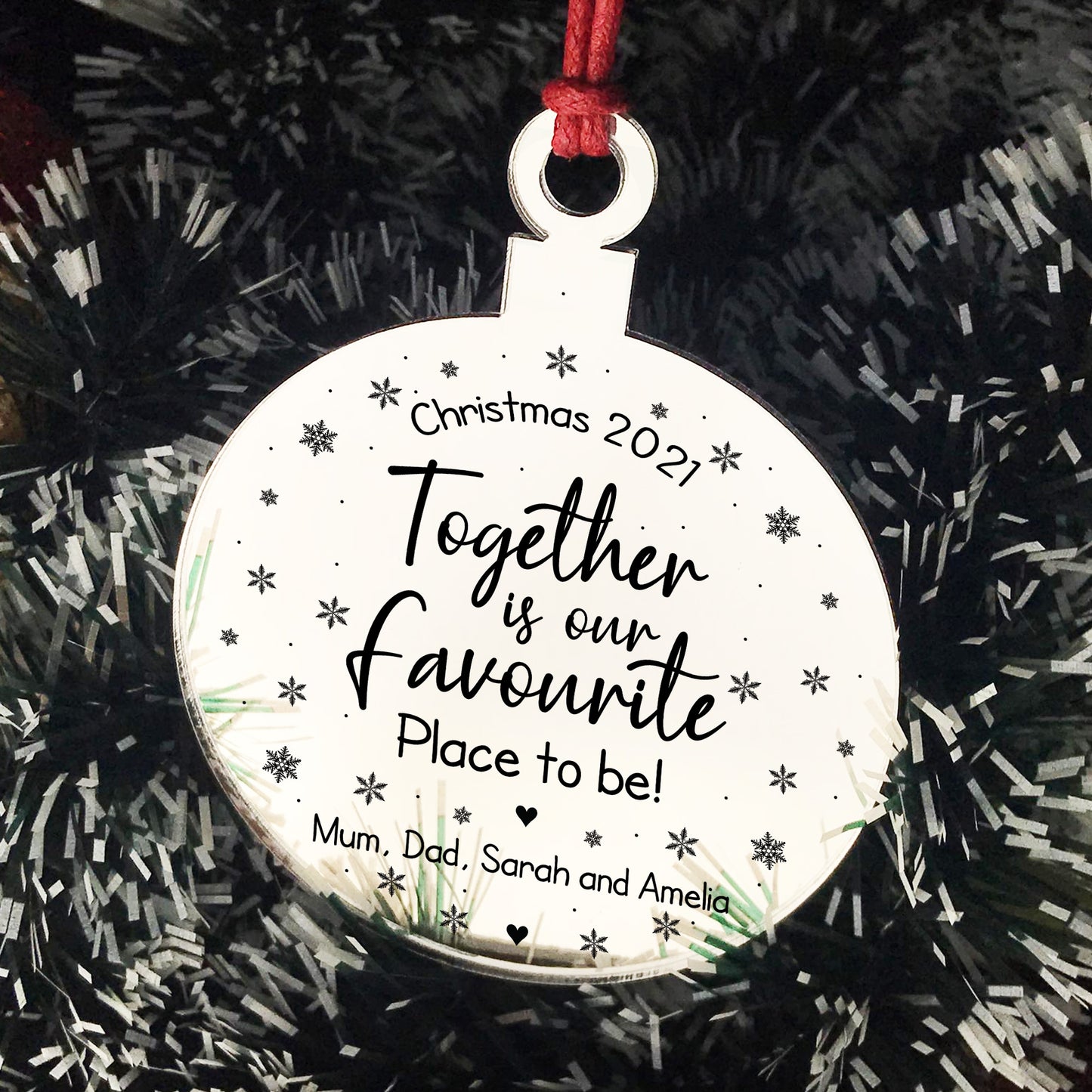 Personalised Christmas Bauble For Family Favourite Place Engrave