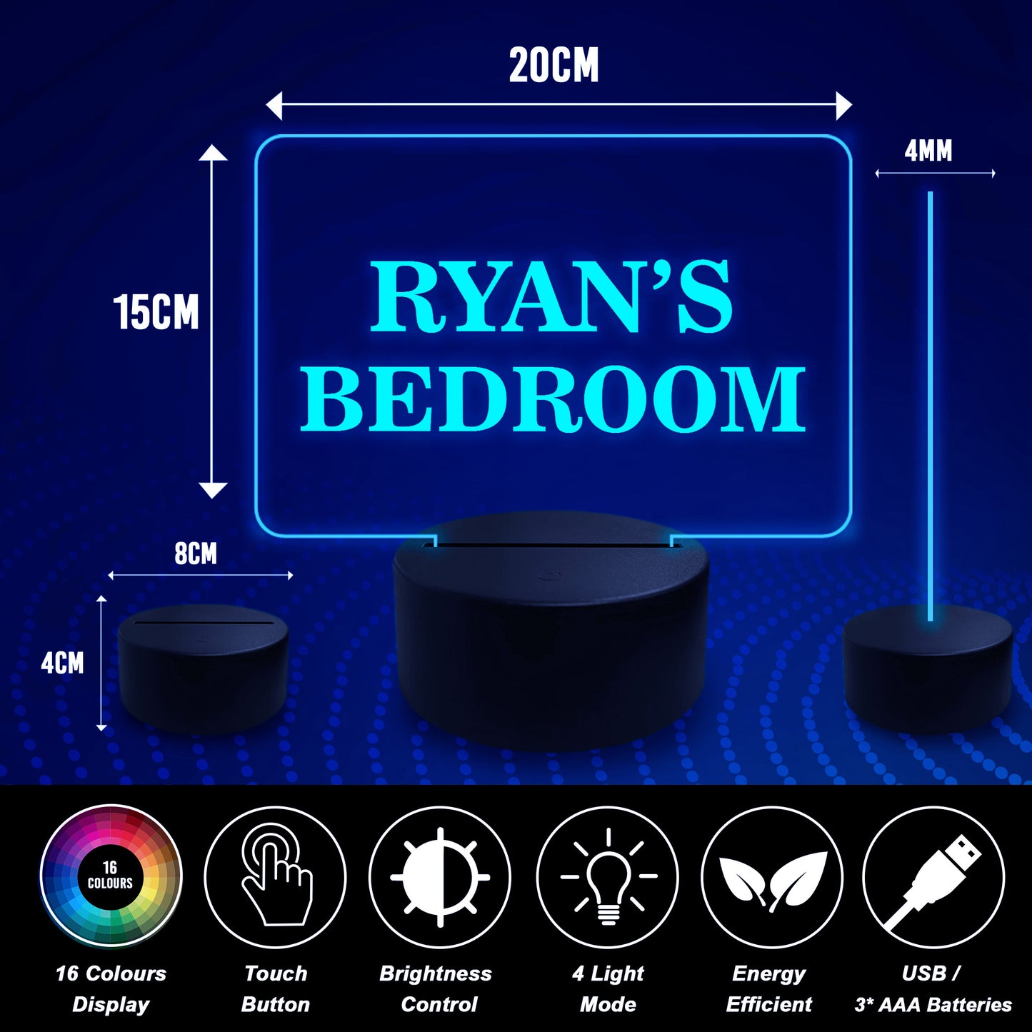 Personalised Neon Light Up Bedroom Sign Christmas Gift For Boys