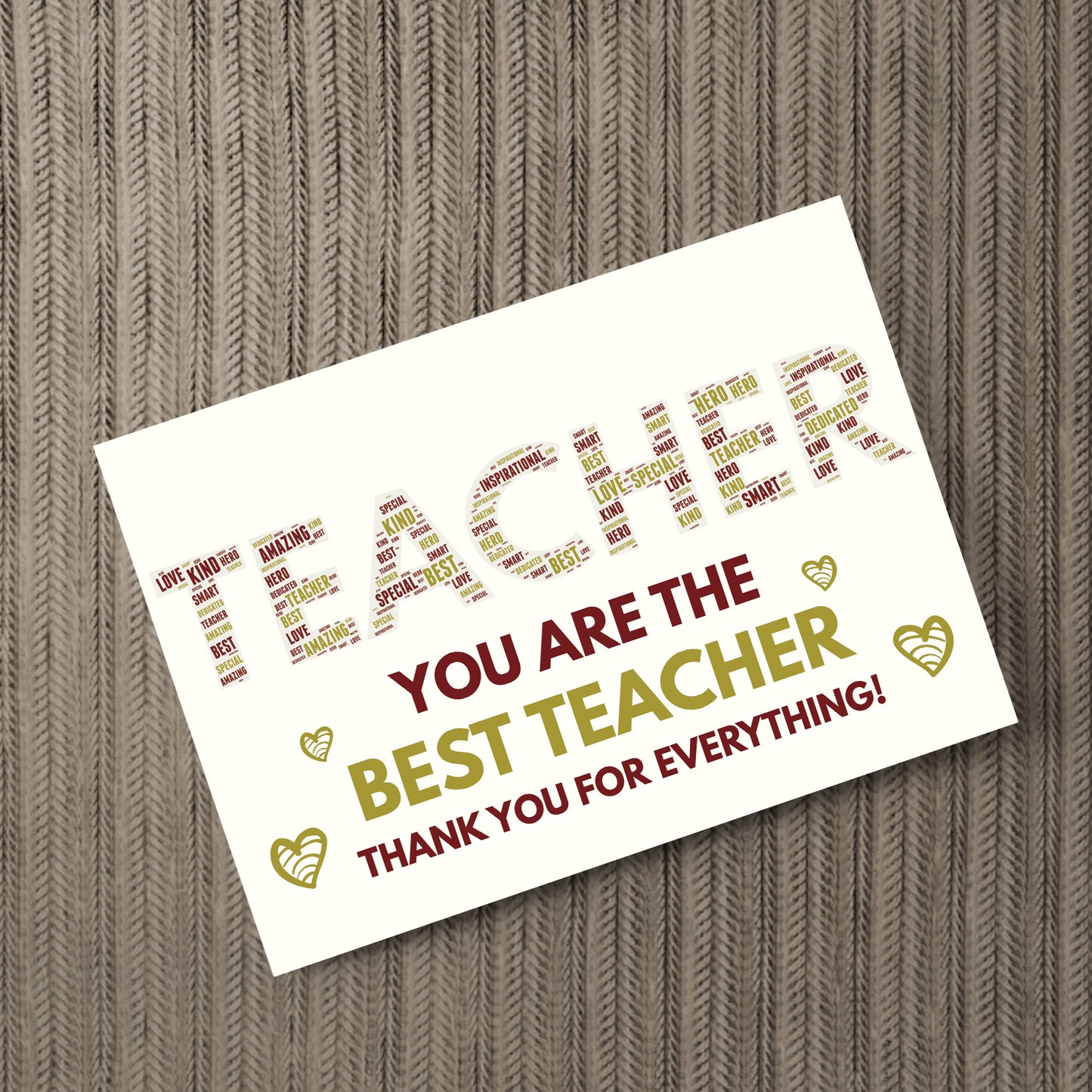 Best Teacher Gift Word Art Print Thank You School Nursery Gift