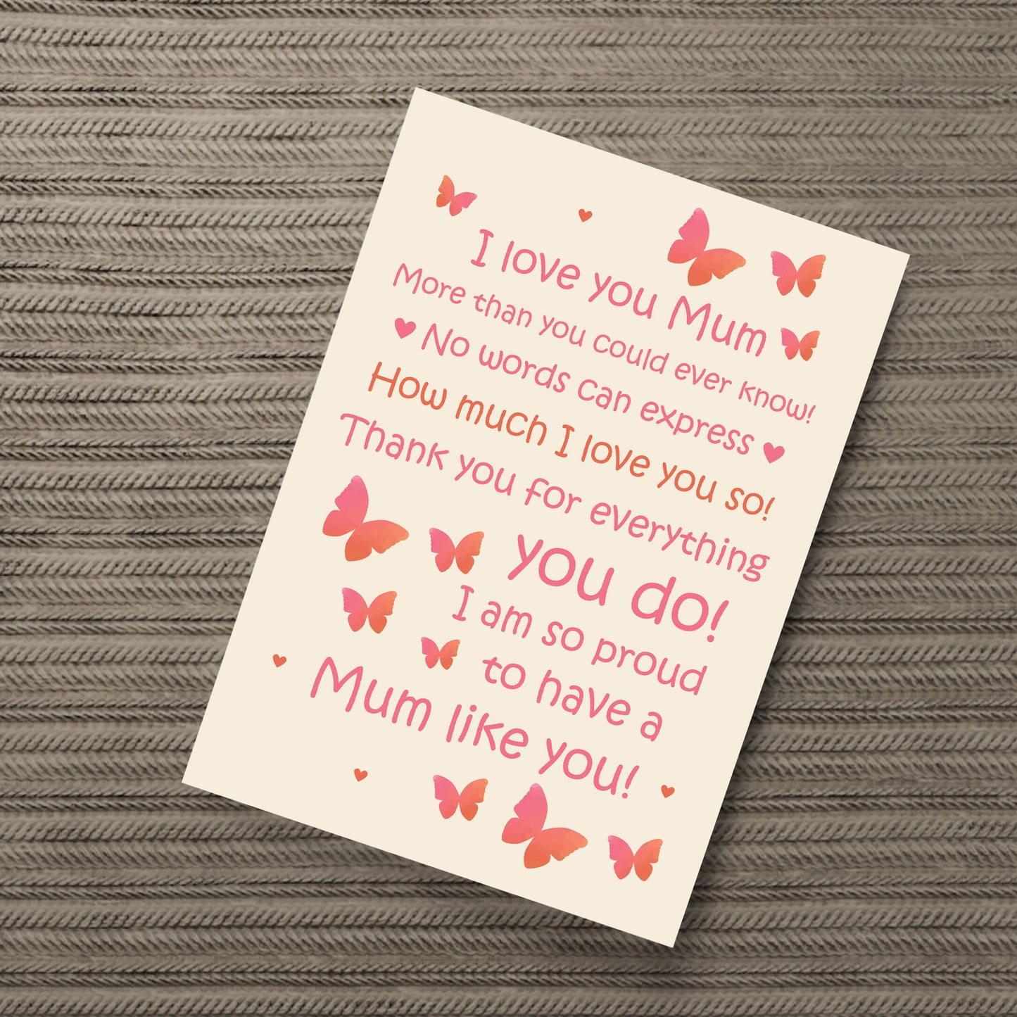 Mum Gift Home Plaque Daughter Son Gift Print THANK YOU Birthday