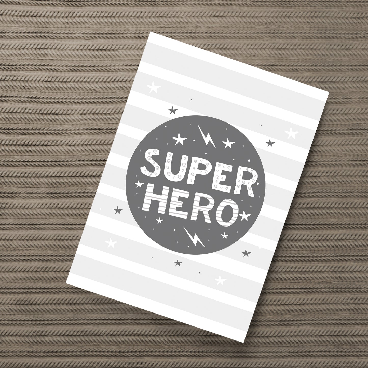 Grey Nursery Print Superhero Child Baby Room Pictures Wall Art
