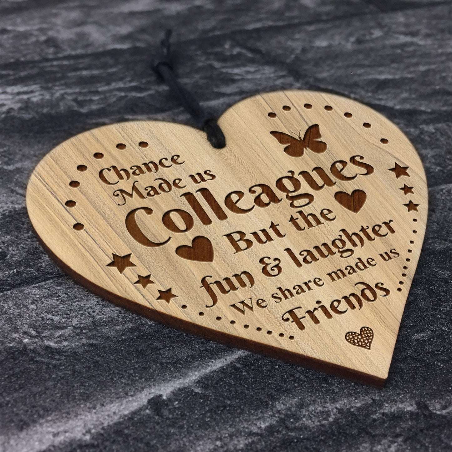 Chance Made Us Colleagues Gift Engraved Wood Heart Friendship