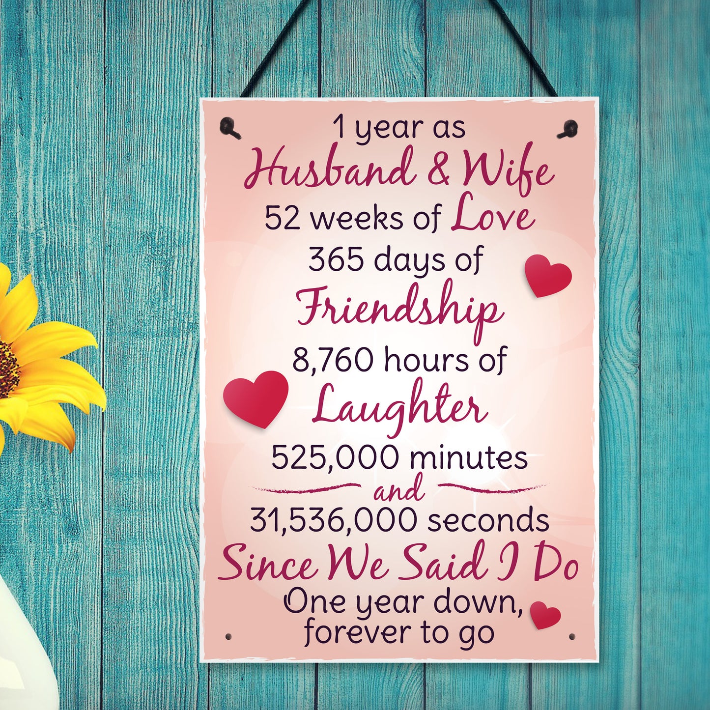 1st Wedding Anniversary Plaque Husband Wife Gift For Her Women