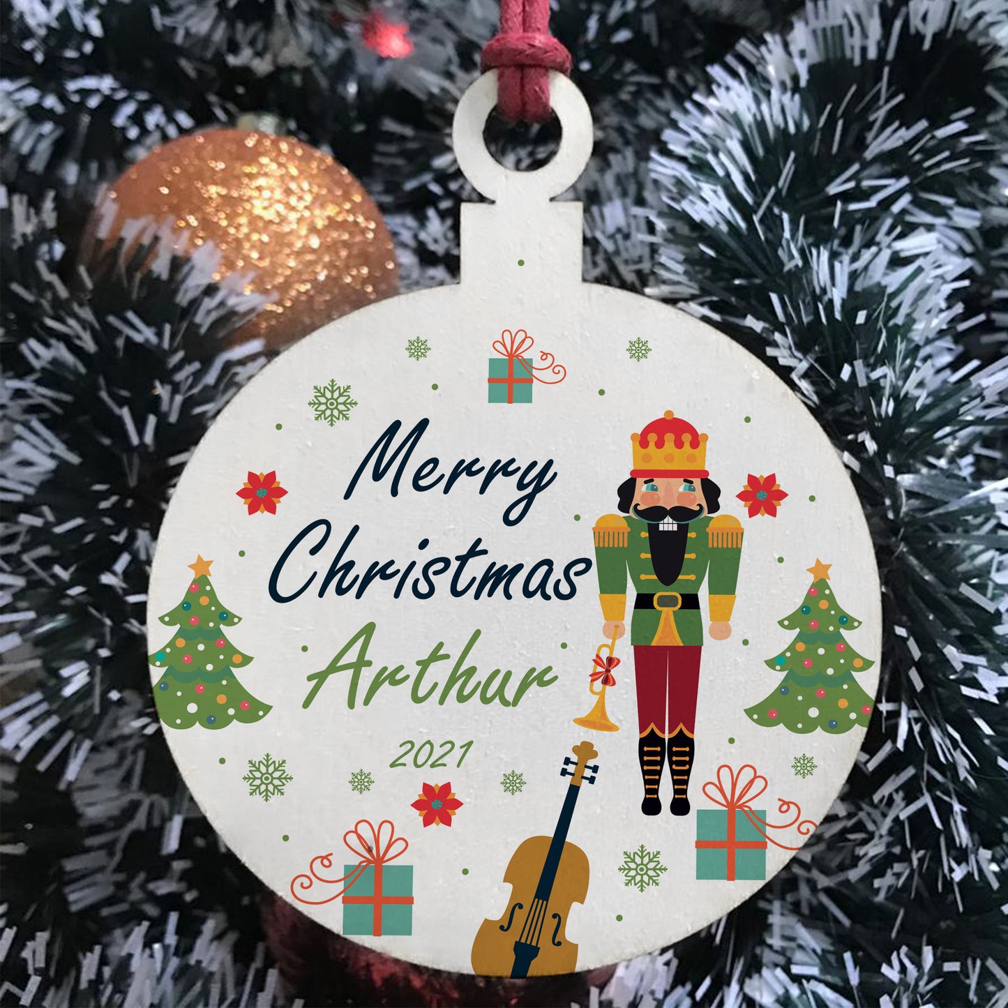 New Baby Gift Wooden Bauble Hanging Tree Decoration Son Gift